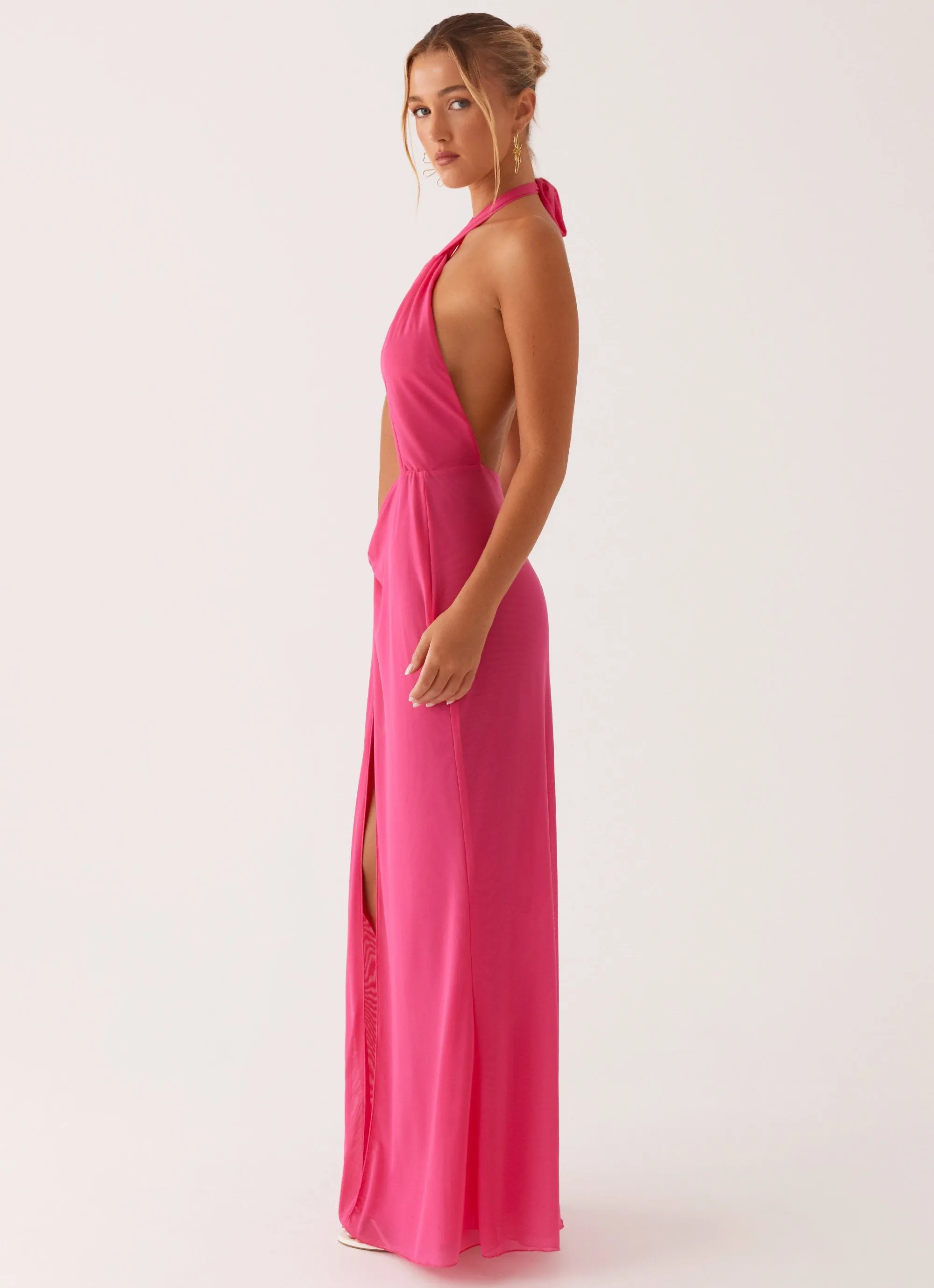 Centre Stage Maxi Dress - Pink Tailored Cut