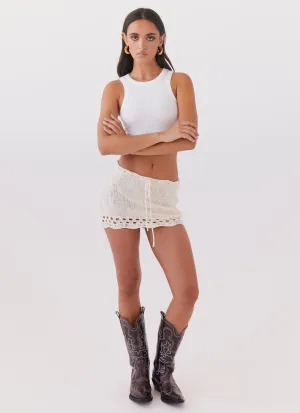 Style Fusion Sand And Stars Crochet Mini Skirt - Ivory
