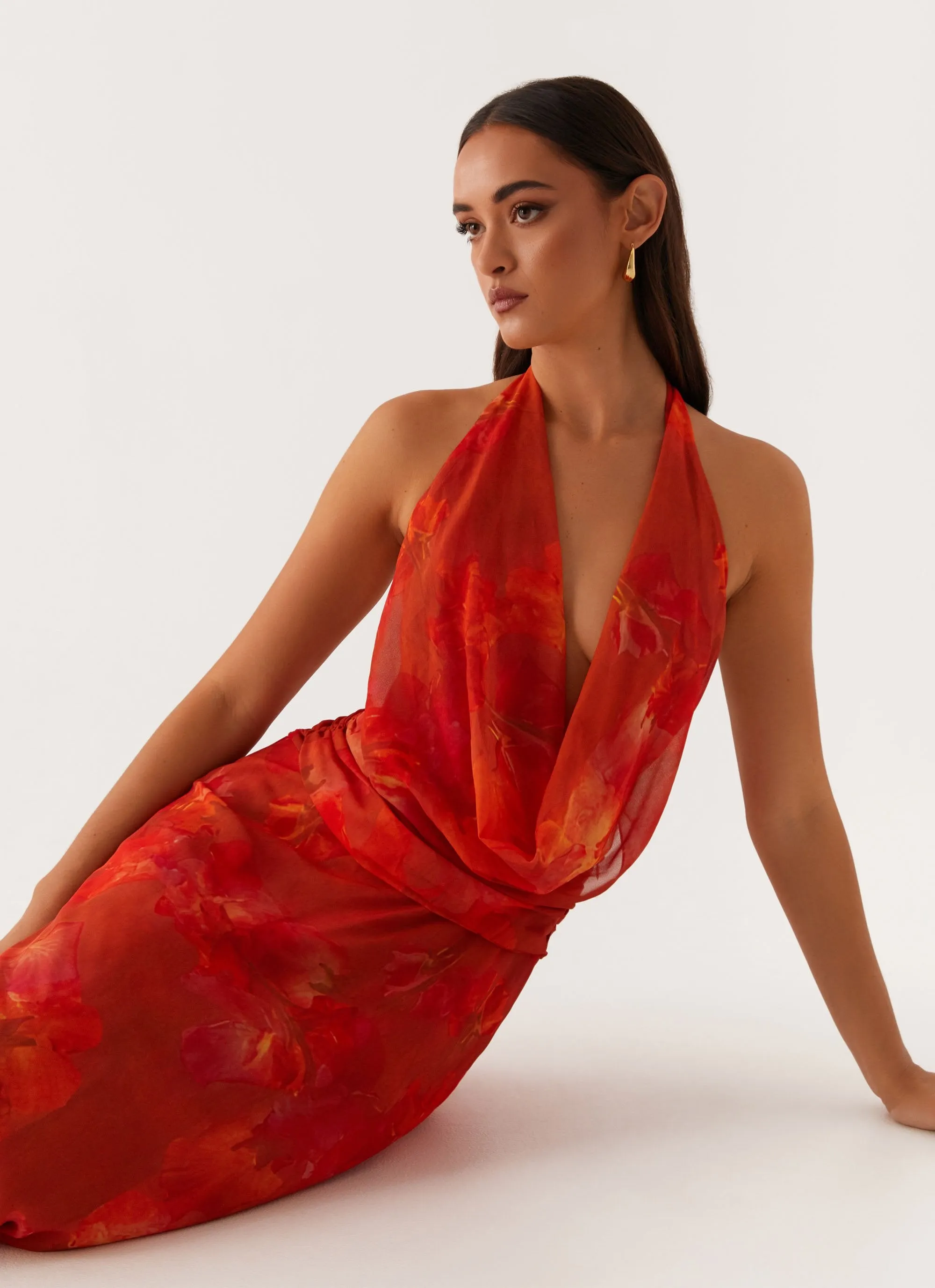 Elysia Chiffon Maxi Dress - Amber Vintage Style Anti Pilling Surface