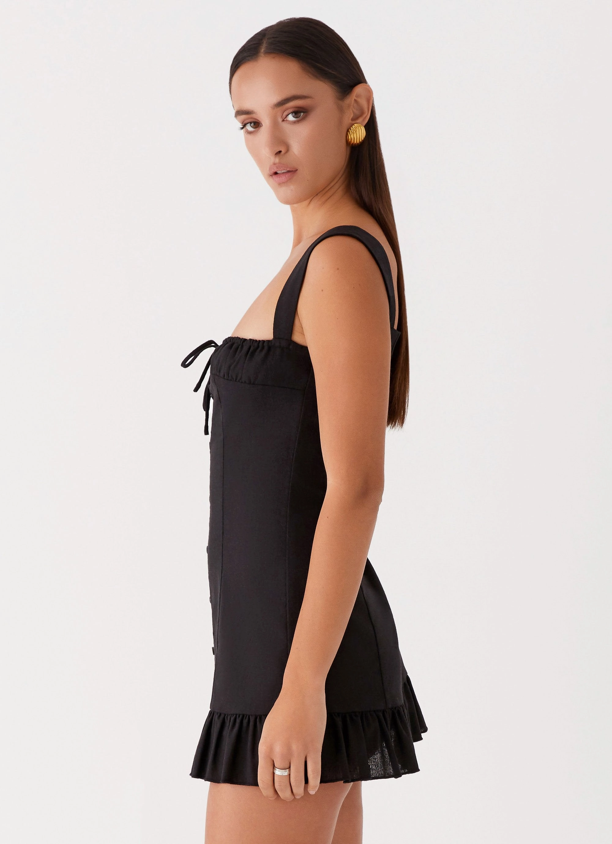 Relax Cut Kamielle Frill Mini Dress - Black