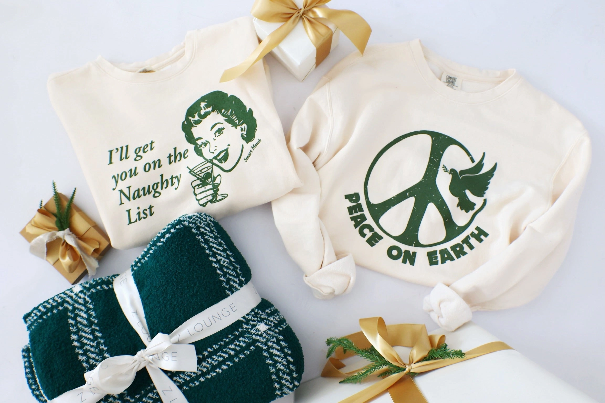 Peace on Earth Sweatshirt (FINAL SALE) Ribbed Collar Style