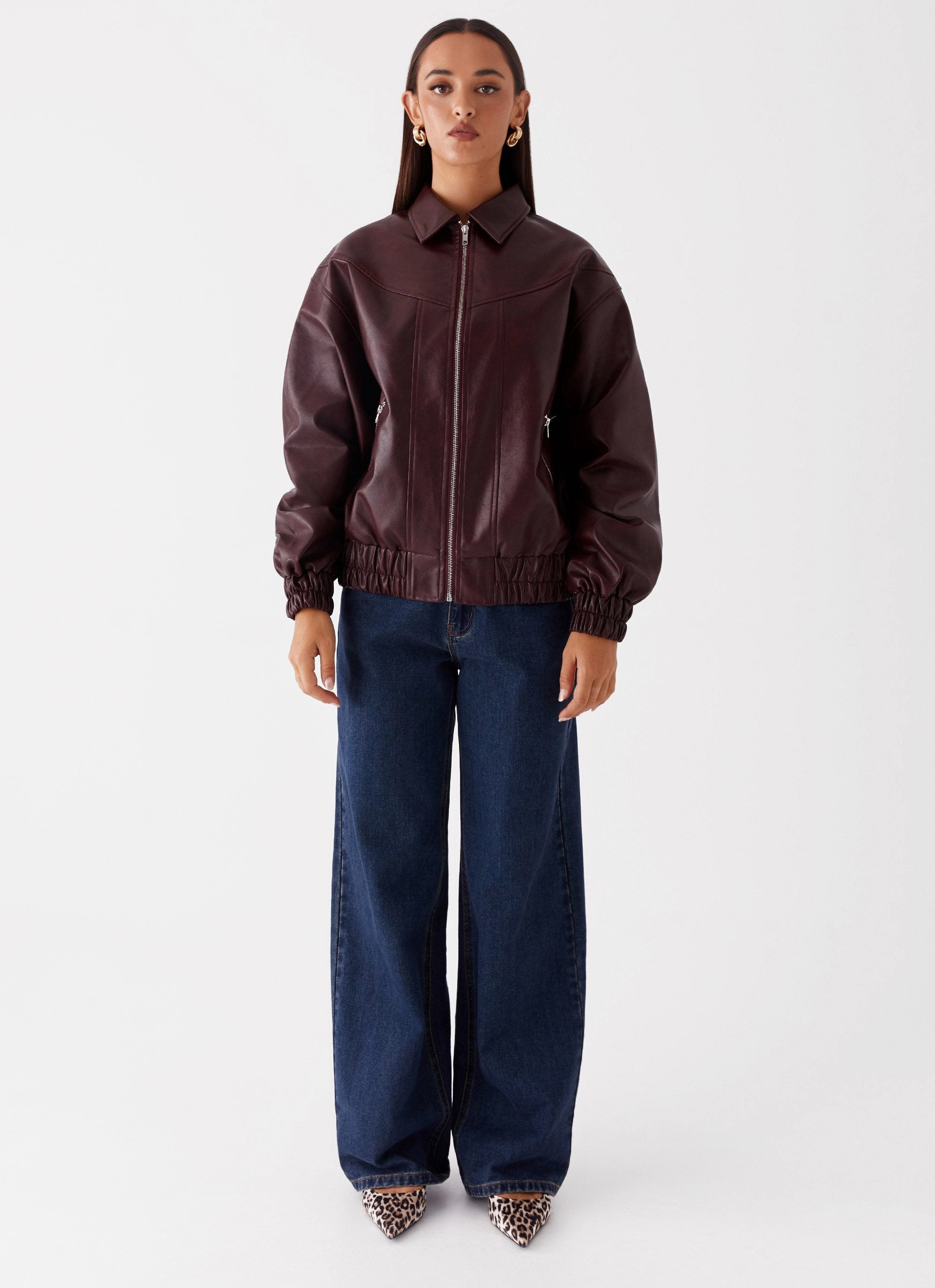 Noise Reducing Fabric Contrast Stitch Holland Bomber Jacket - Wine