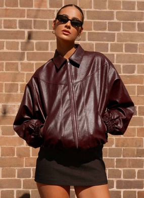 Modern Minimal Holland Bomber Jacket - Wine Hypoallergenic Fiber Filling Double Stitch Seams Holland Bomber Jacket - Wine