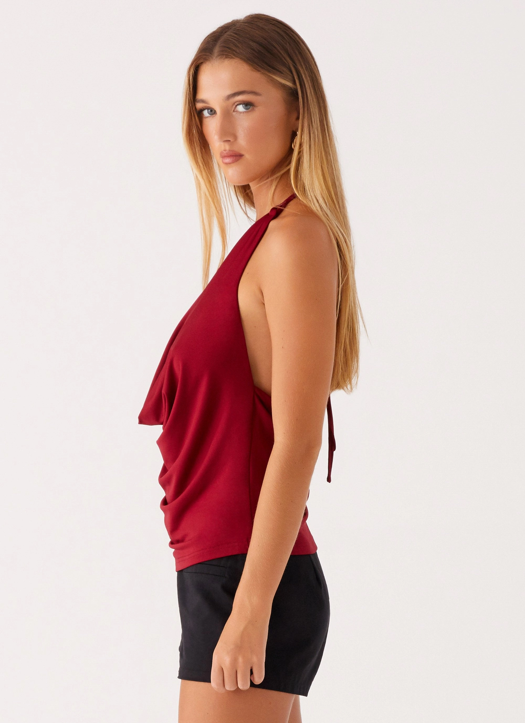 Soft Touch Blend Dasha Cowl Top - Red