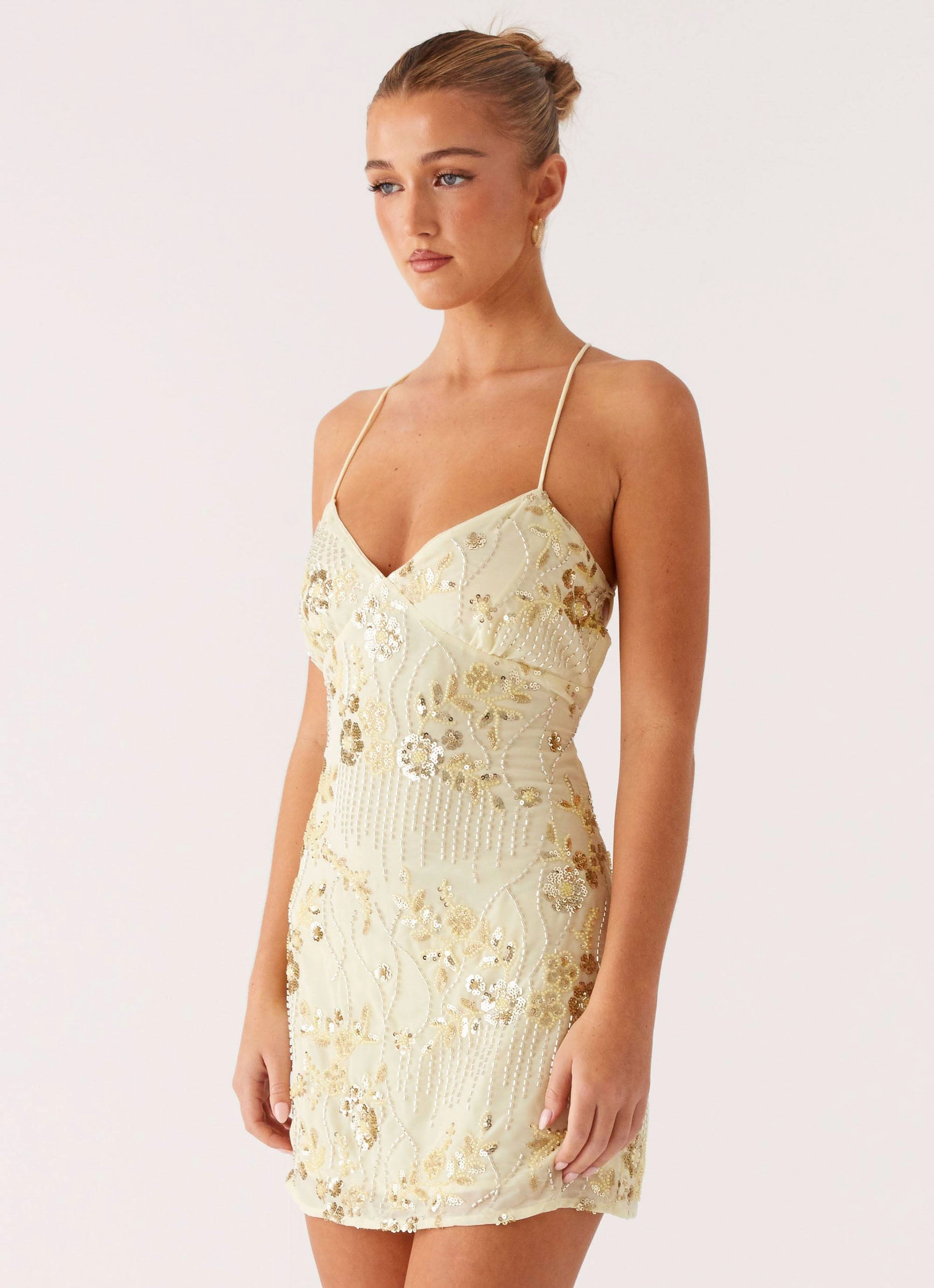 Bold Simplicity Vietta Sequin Cami Mini Dress - Yellow