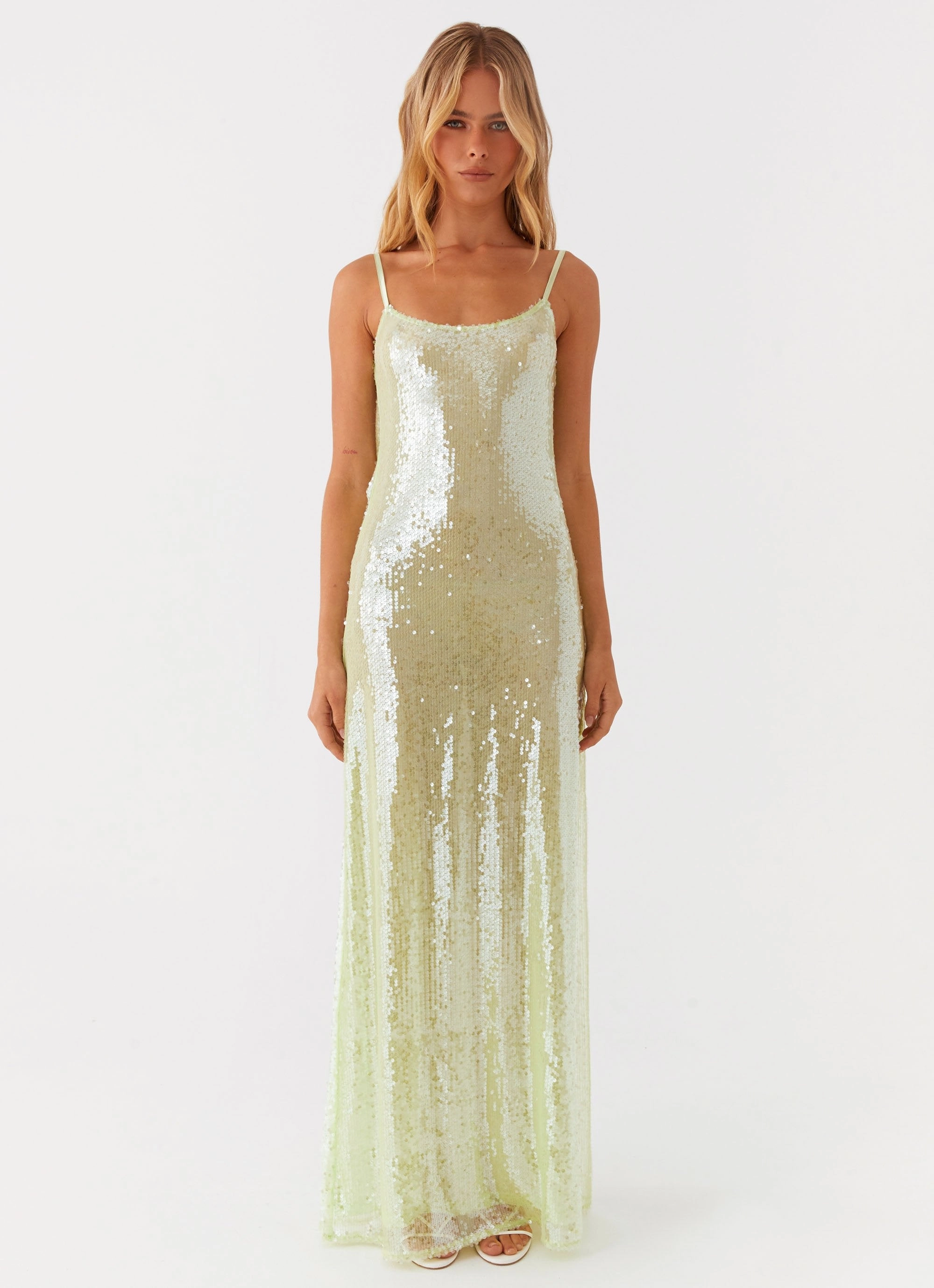 Higher Level Sequin Maxi Dress - Mint Crisp Texture
