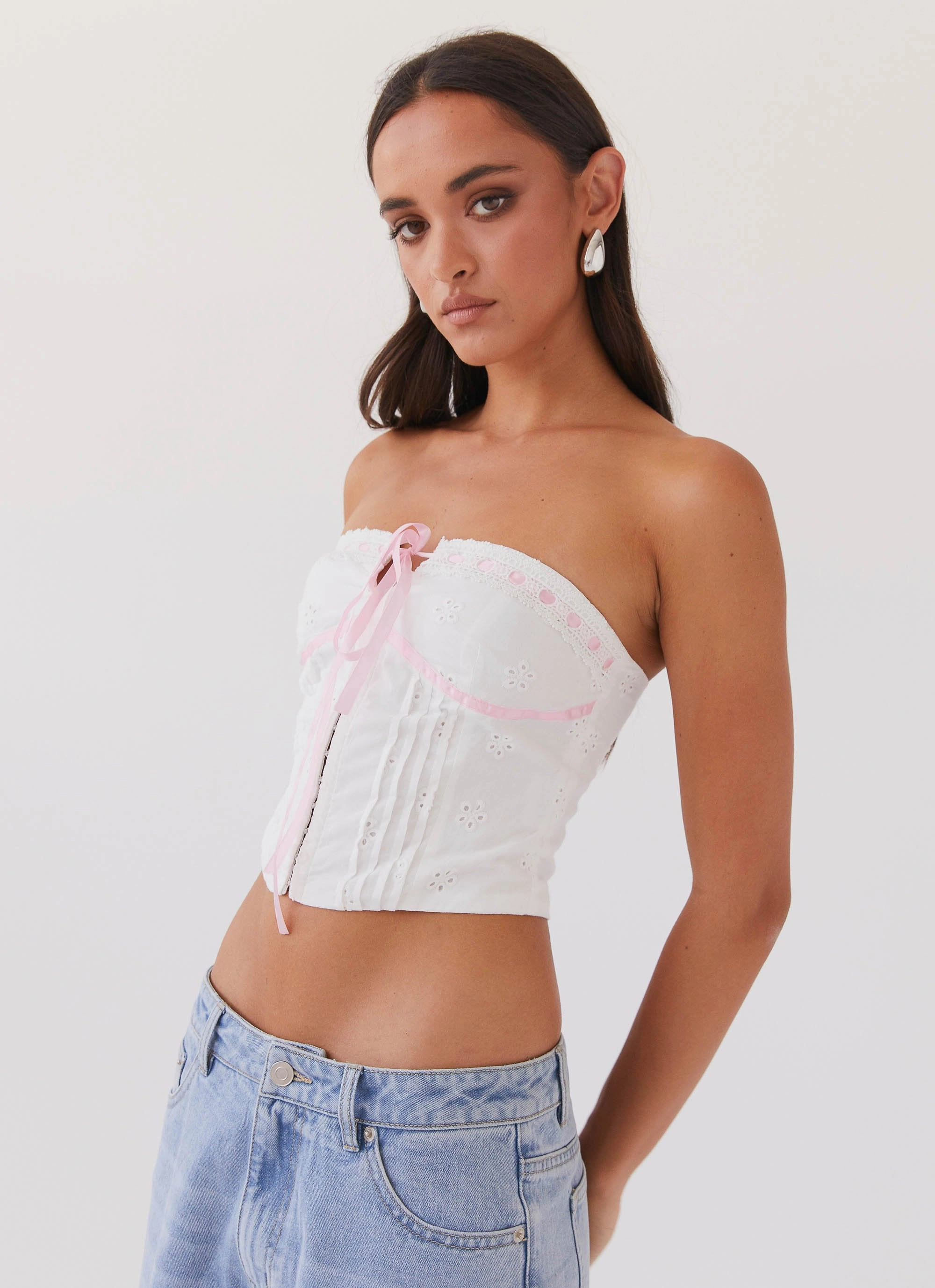 All My Affection Bustier Top - Pink Ribbon SolarReflectiveFinish LowMaintenanceMaterial