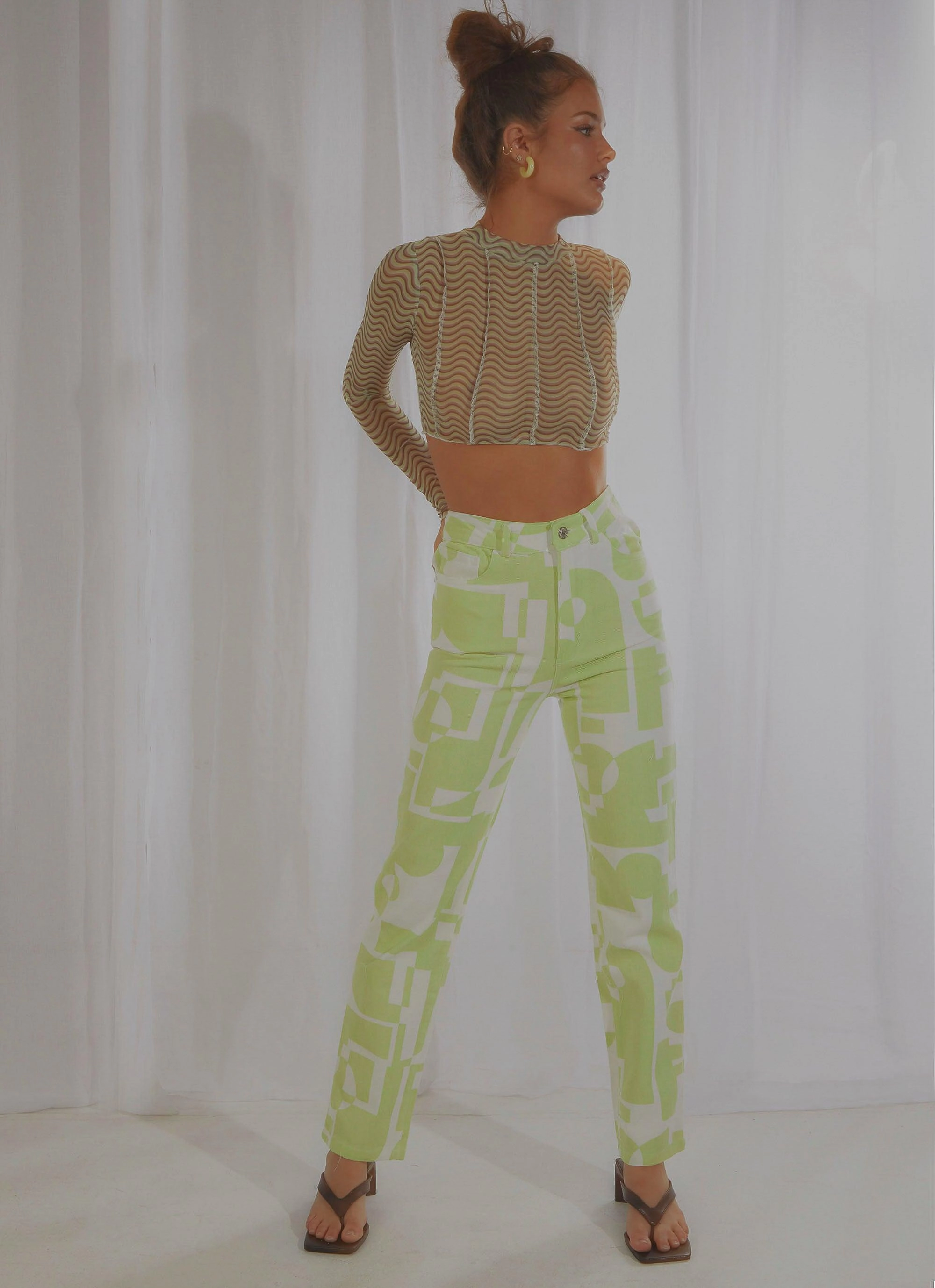 Electric Avenue Pants - Lime high waisted