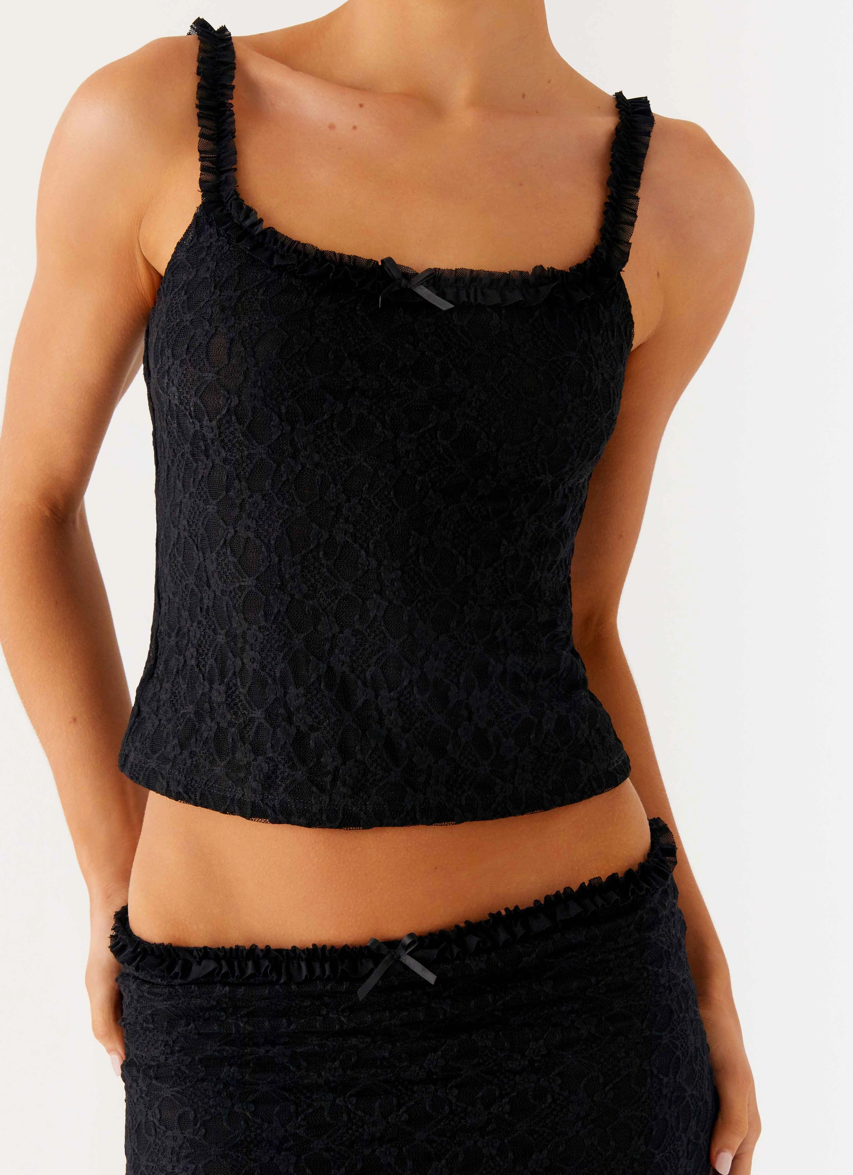 EcoFriendlyInsulation Low Profile Collar Design Ophira Cami Top - Black