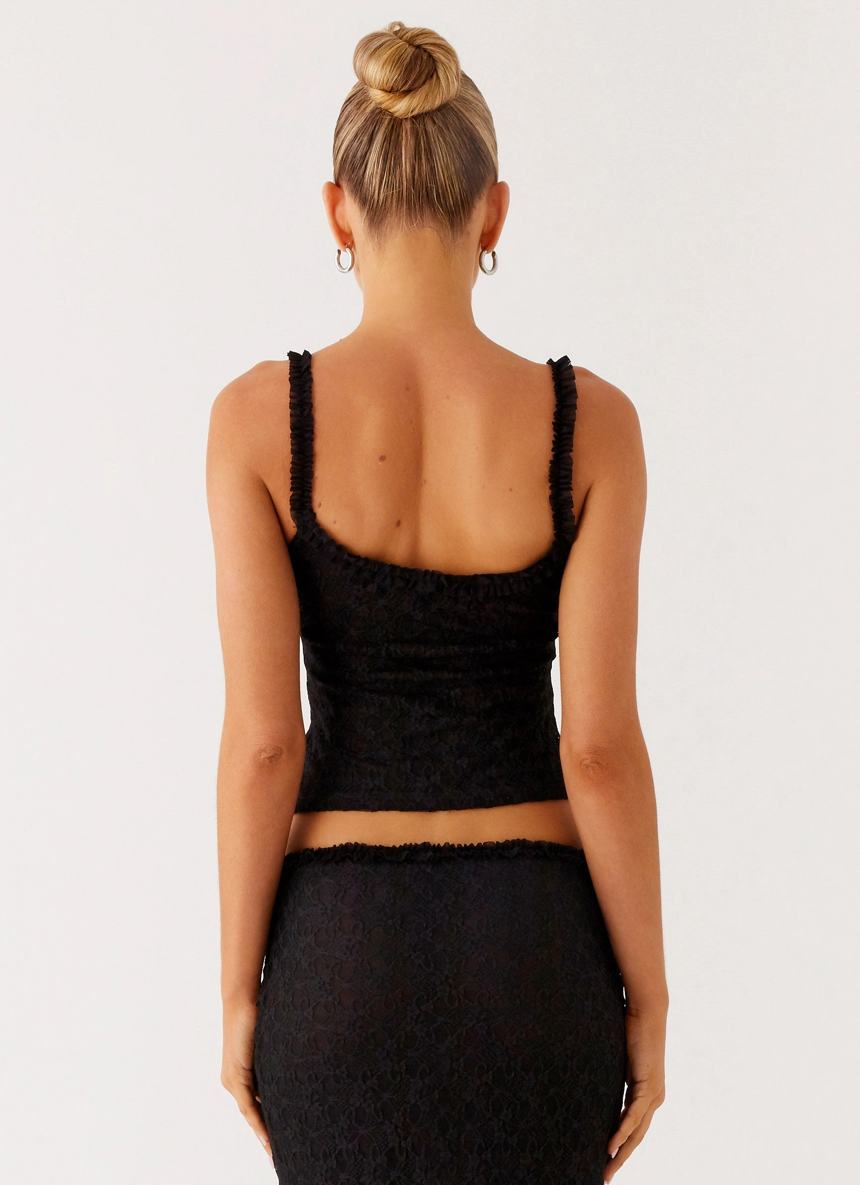 Belted Waist Ophira Cami Top - Black