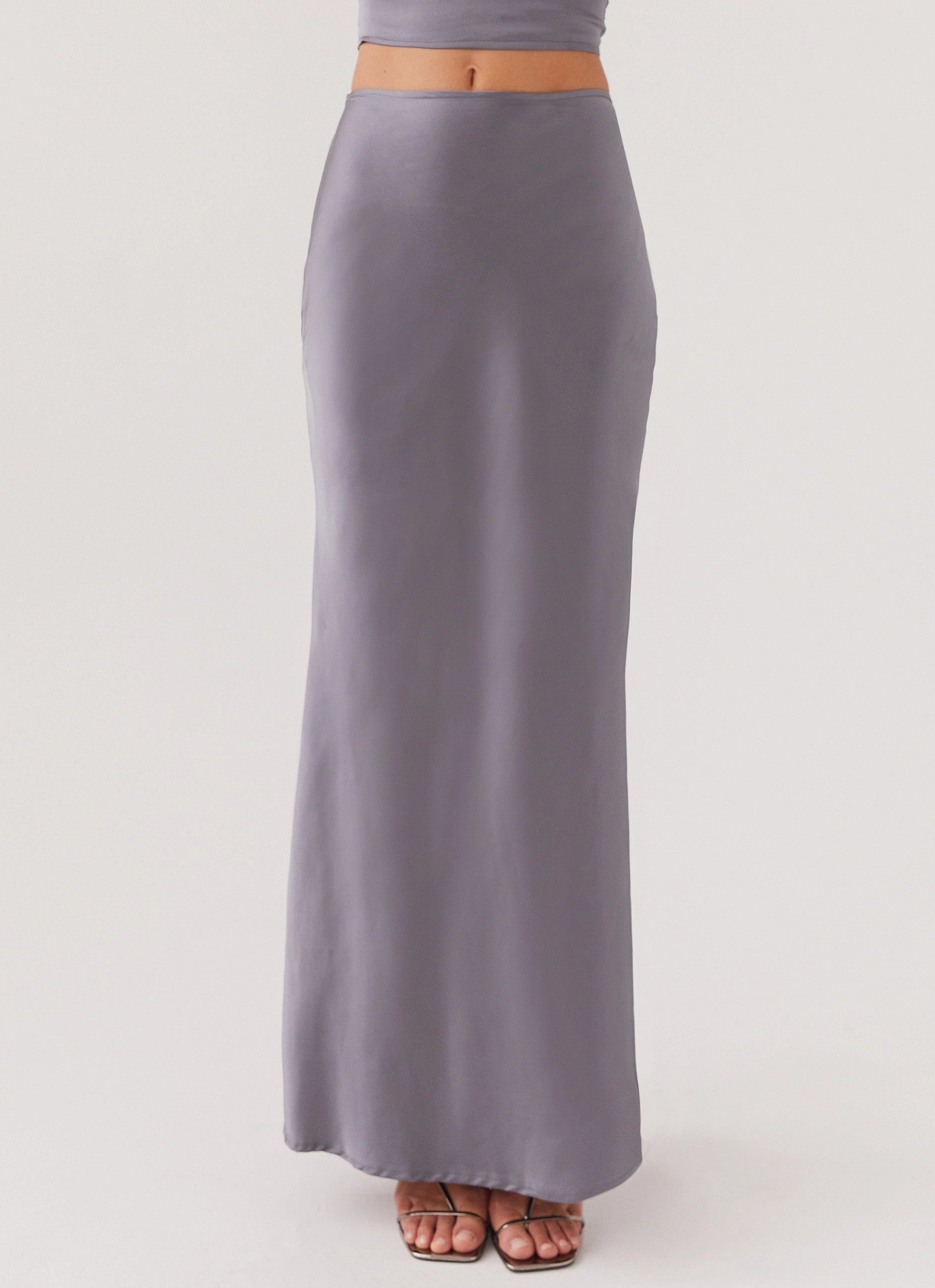 Josefina Satin Maxi Skirt - Slate Dynamic flex Smart Casual