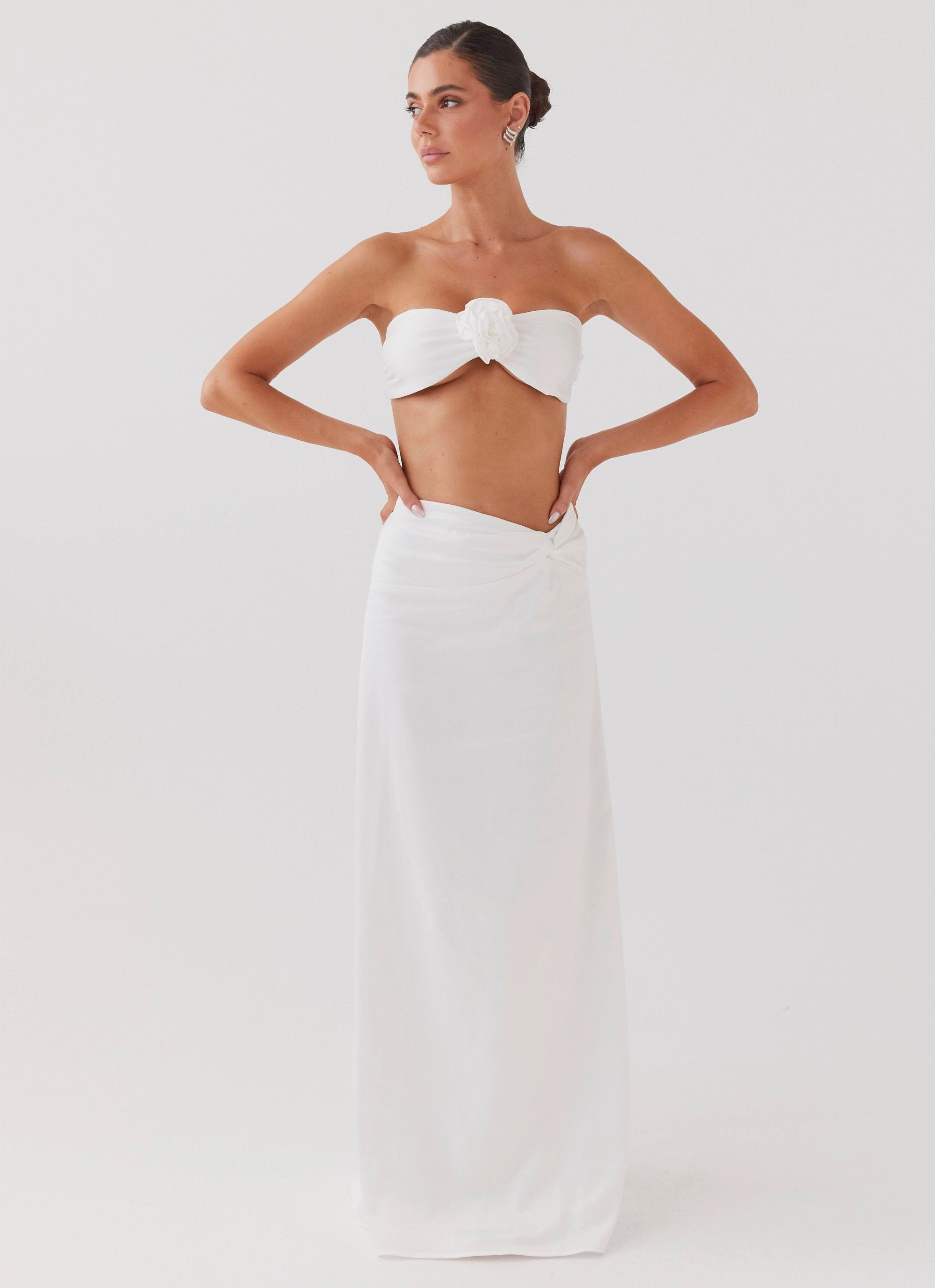 Crescent Light Rose Bandeau Top - Ivory FadeResistant Dye