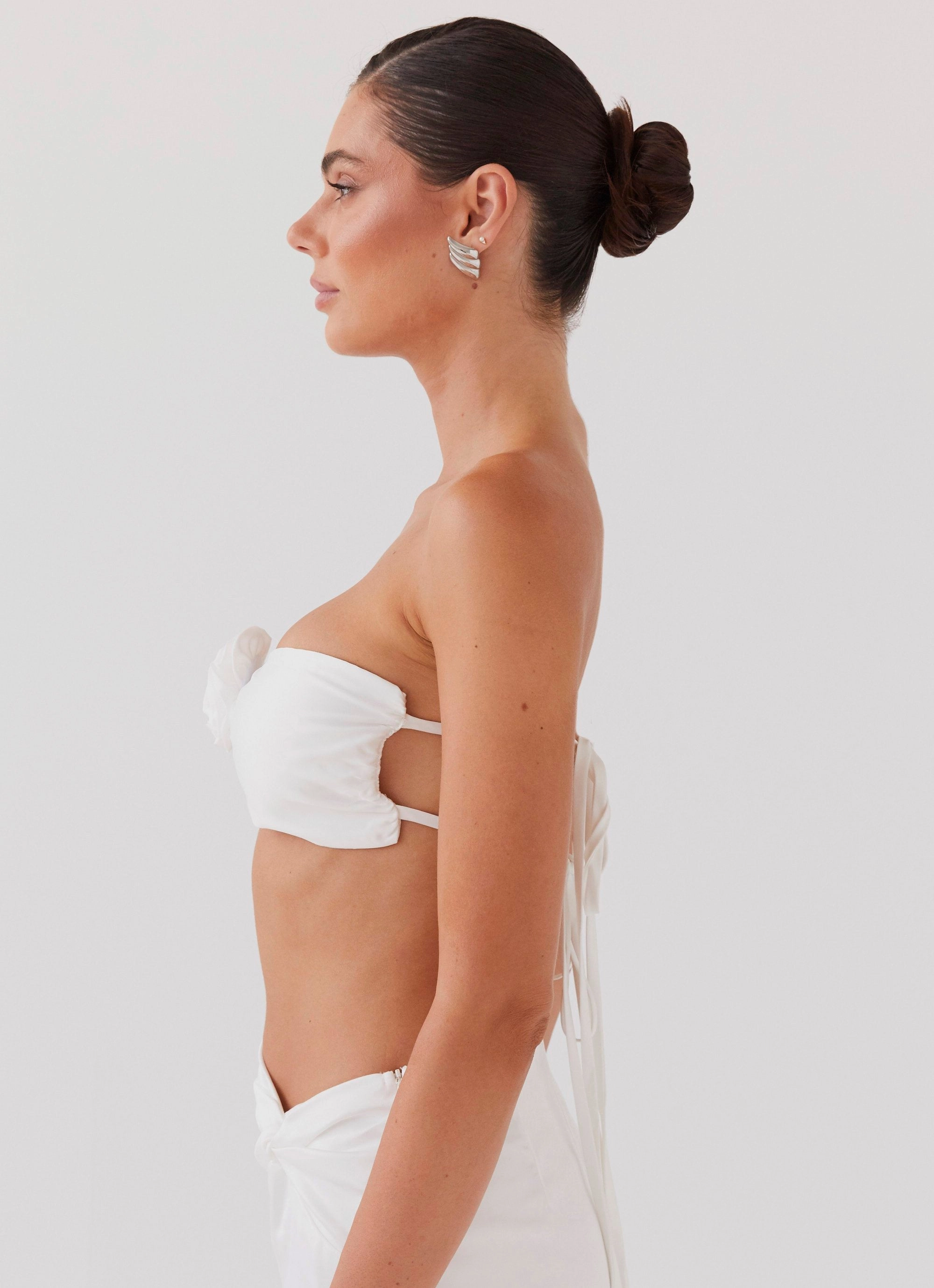 Crescent Light Rose Bandeau Top - Ivory BreathableMaterial Formal Tank