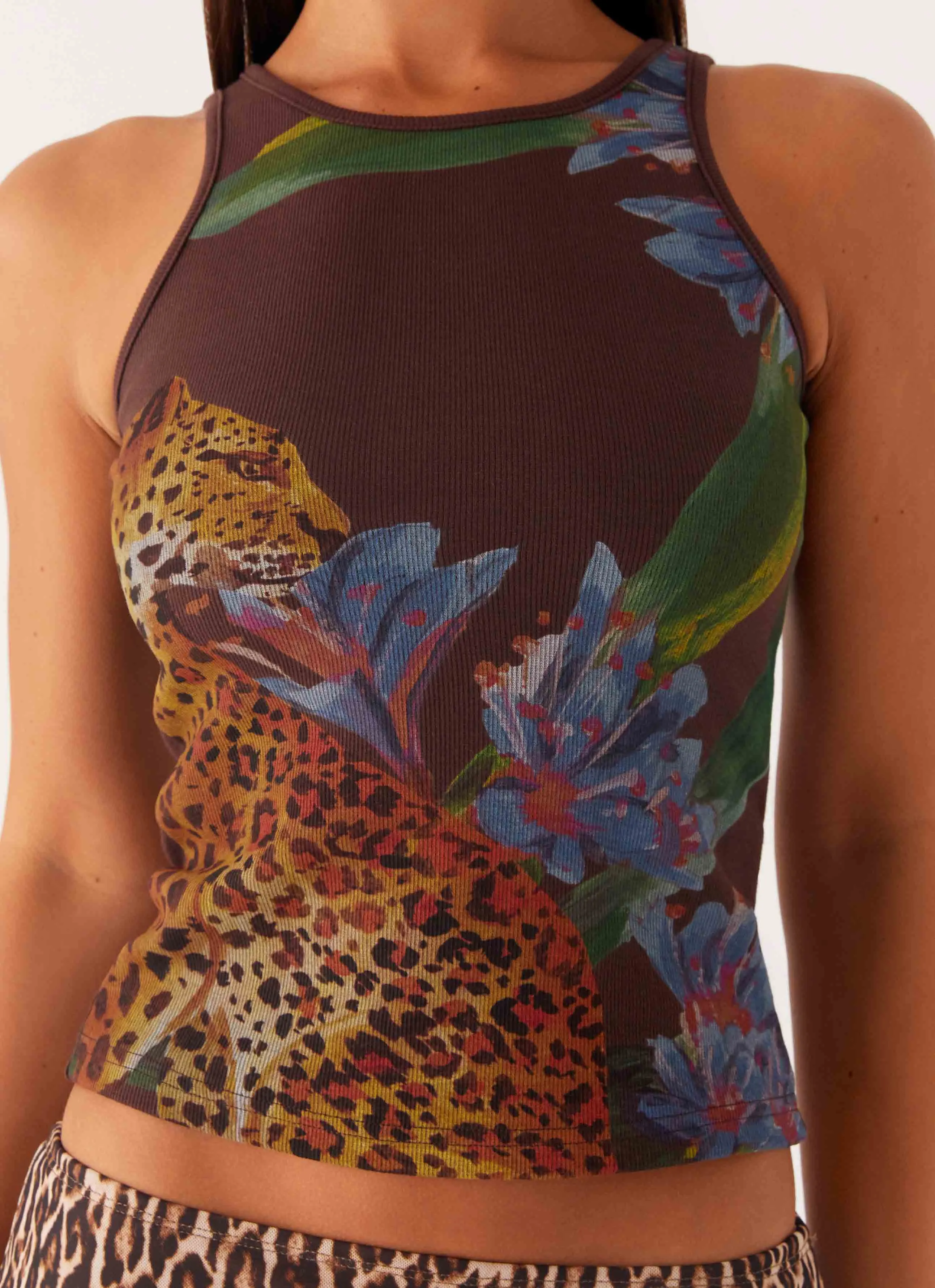 TurtleneckDesign HighStretch Safari Tank - Chocolate