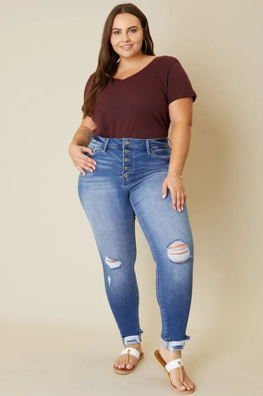 Molly Plus High Rise Button Fly Ankle Skinny