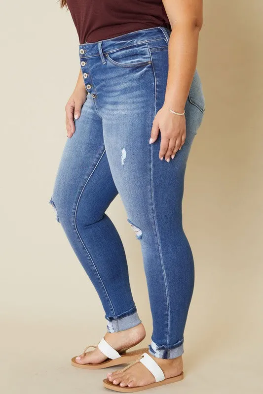 Molly Plus High Rise Button Fly Ankle Skinny