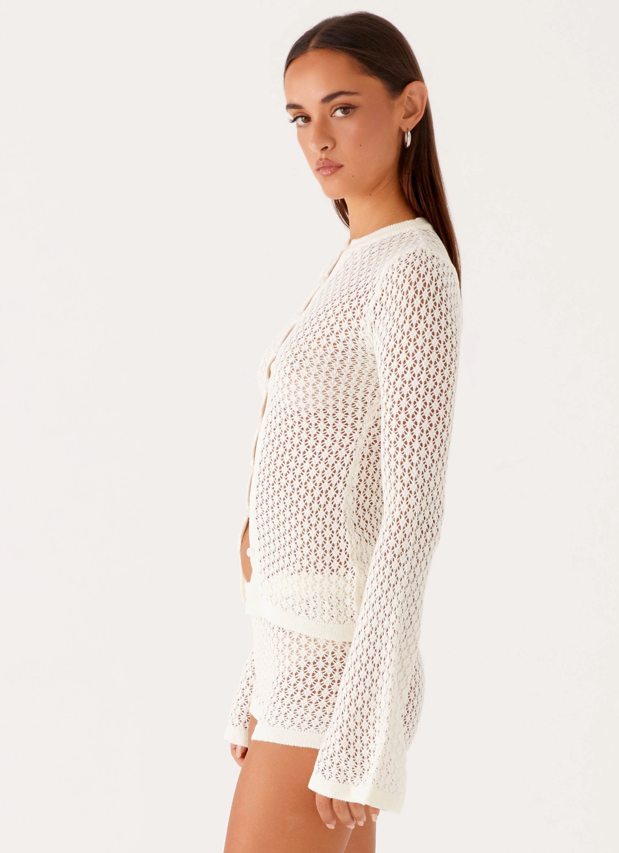 Molly Crochet Cardigan - Ivory AdjustableTabs