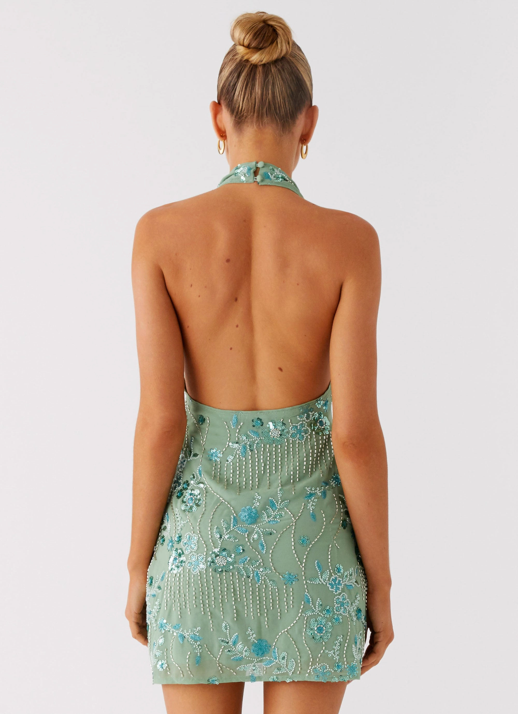 Monet Beaded Mini Dress - Mint Edgy Twist Effortless Layering