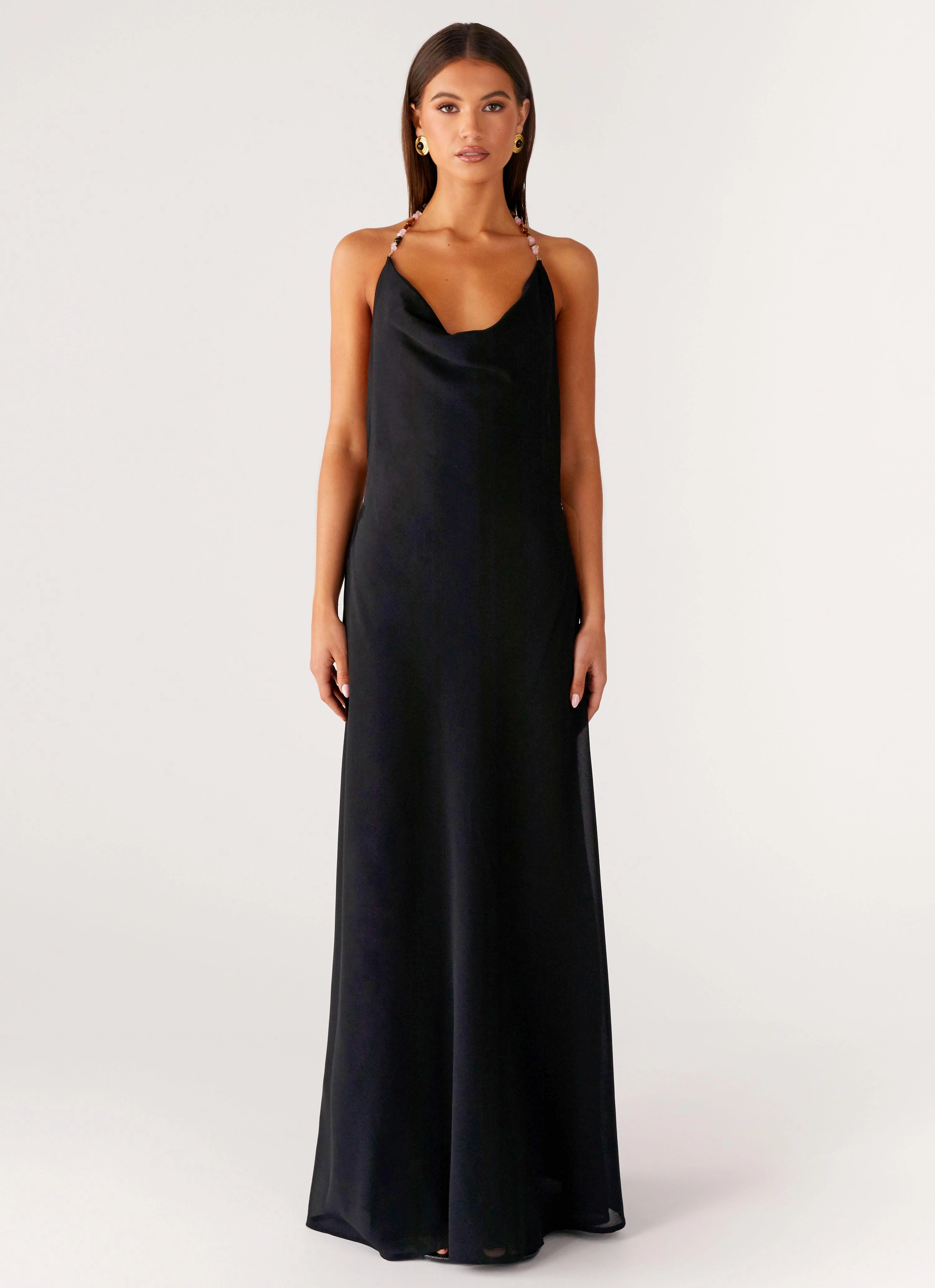 Morning Crush Cowl Maxi Dress - Black Smart Fashion