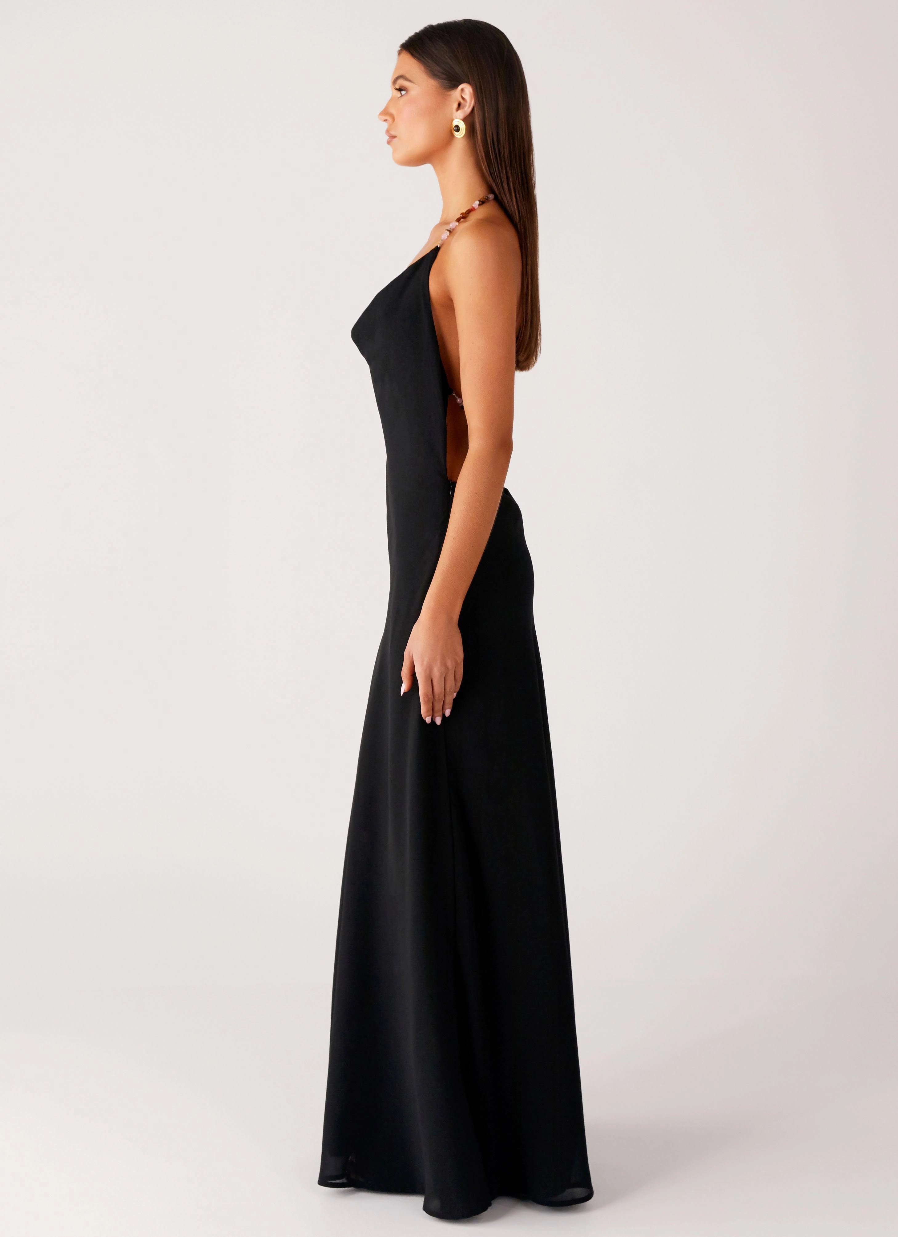Morning Crush Cowl Maxi Dress - Black Functional Layer Chilly Day Wear
