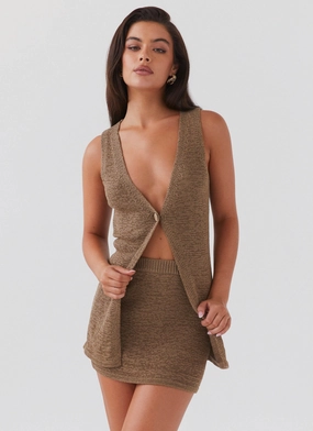 Breathable Outer Shell Weekend Ready Look Capri Glow Knit Skirt - Khaki