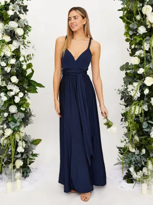 Multi-way Slinky Maxi Dress / Navy Easy Chic Multi-way Slinky Maxi Dress / Navy Guest Shine