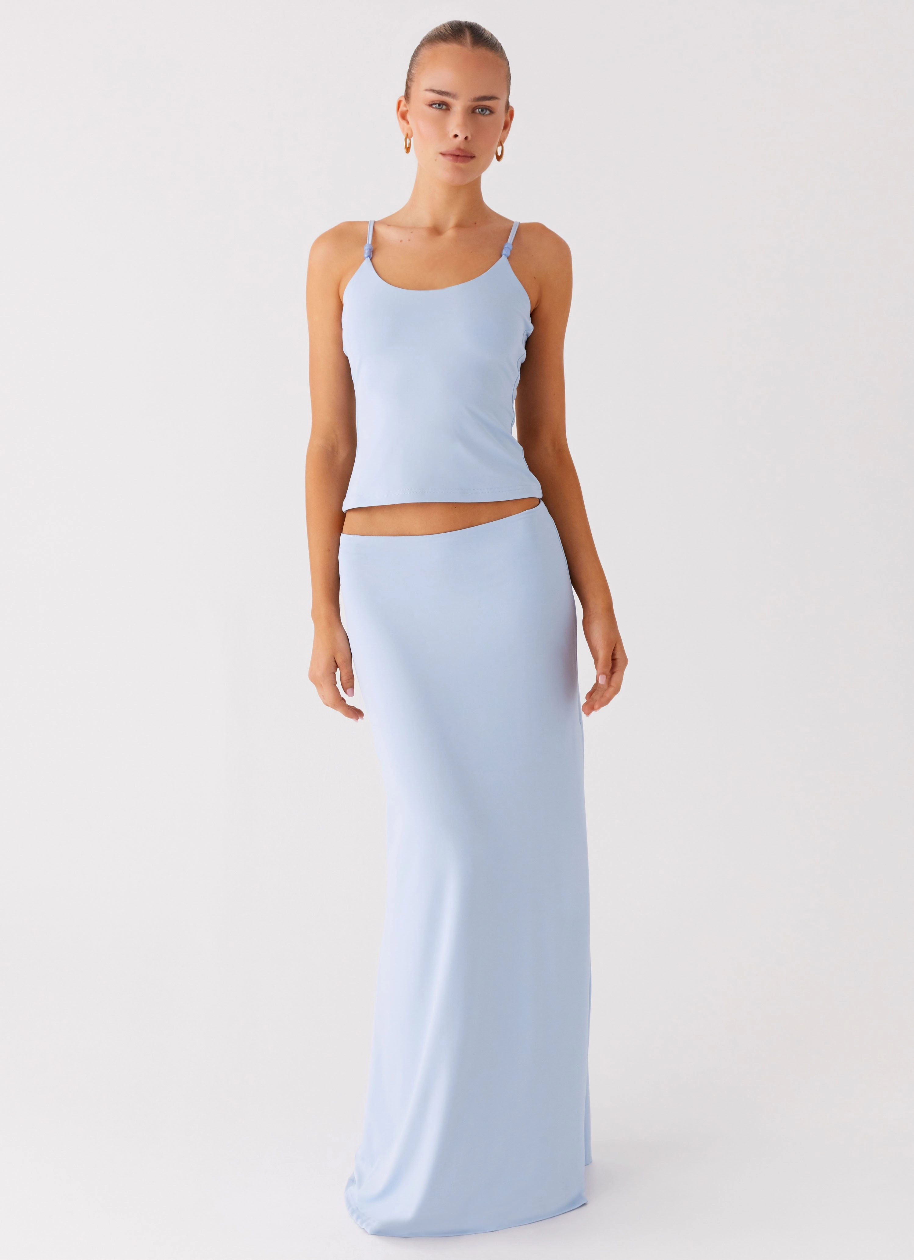 Garrix Bead Cami Top - Baby Blue Breathable Design