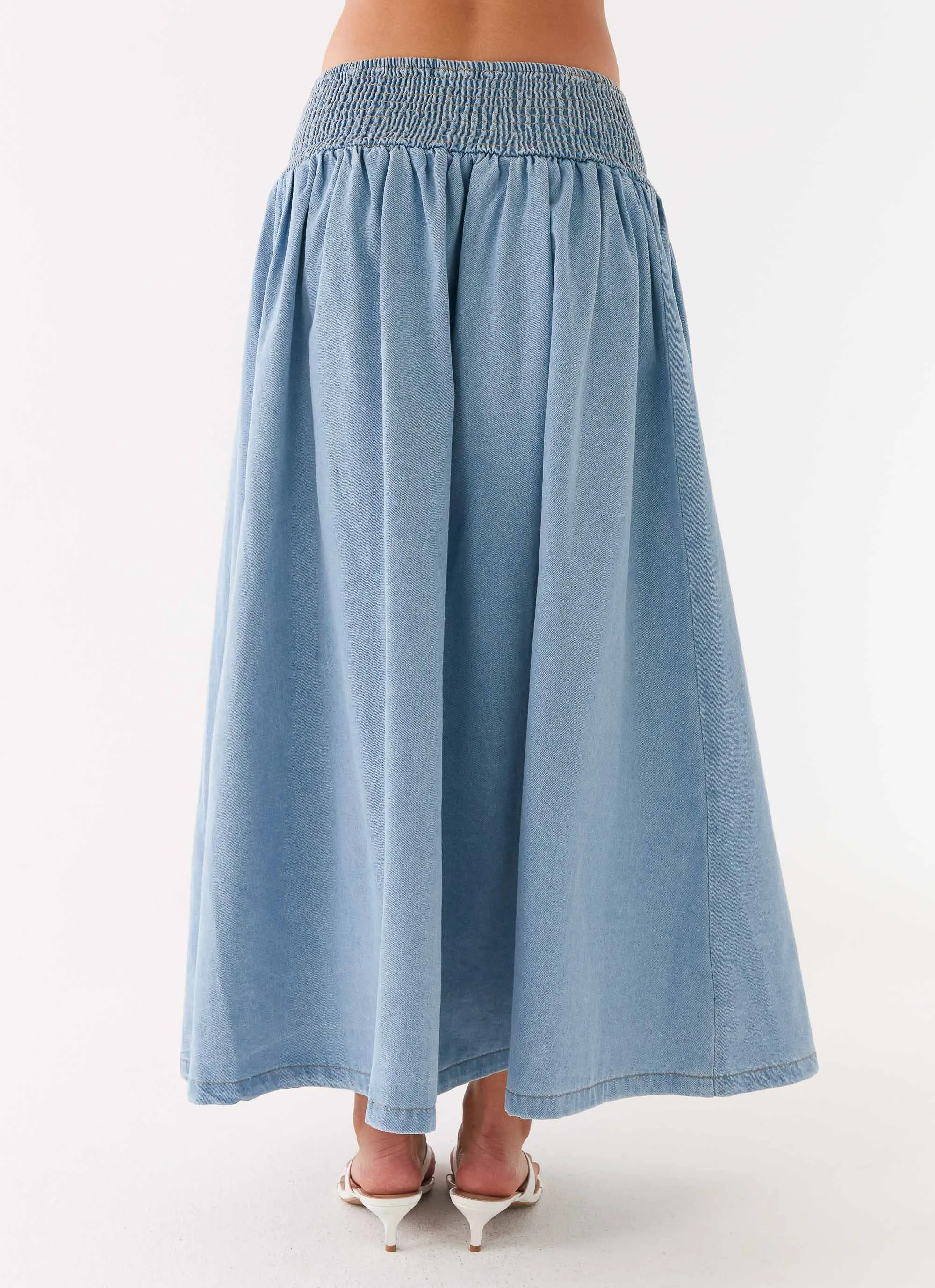 Heater Midi Skirt - Washed Blue Casual Style Everyday Comfort