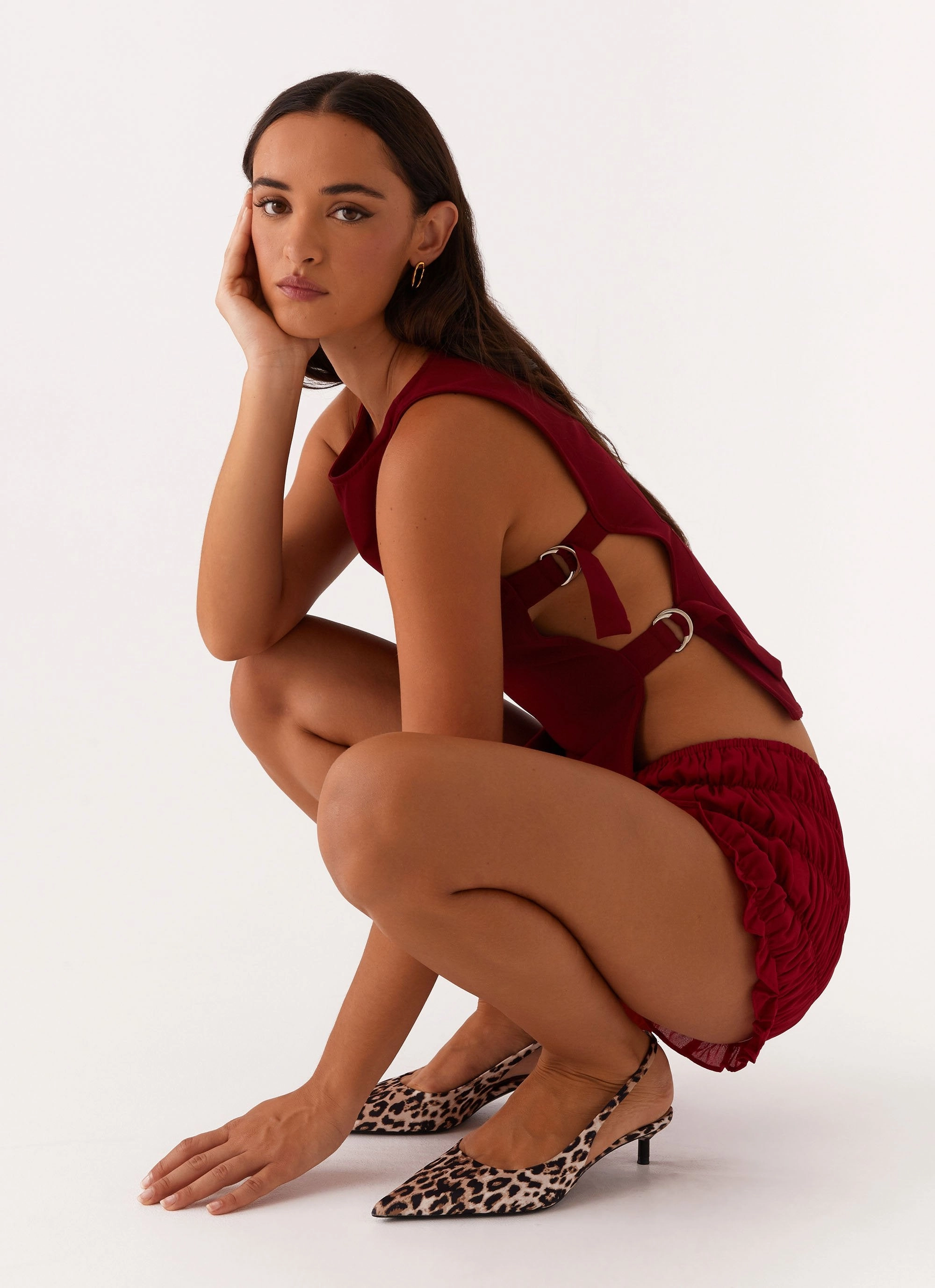 Cherish You Buckle Top - Maroon Ethically Sourced Yarn