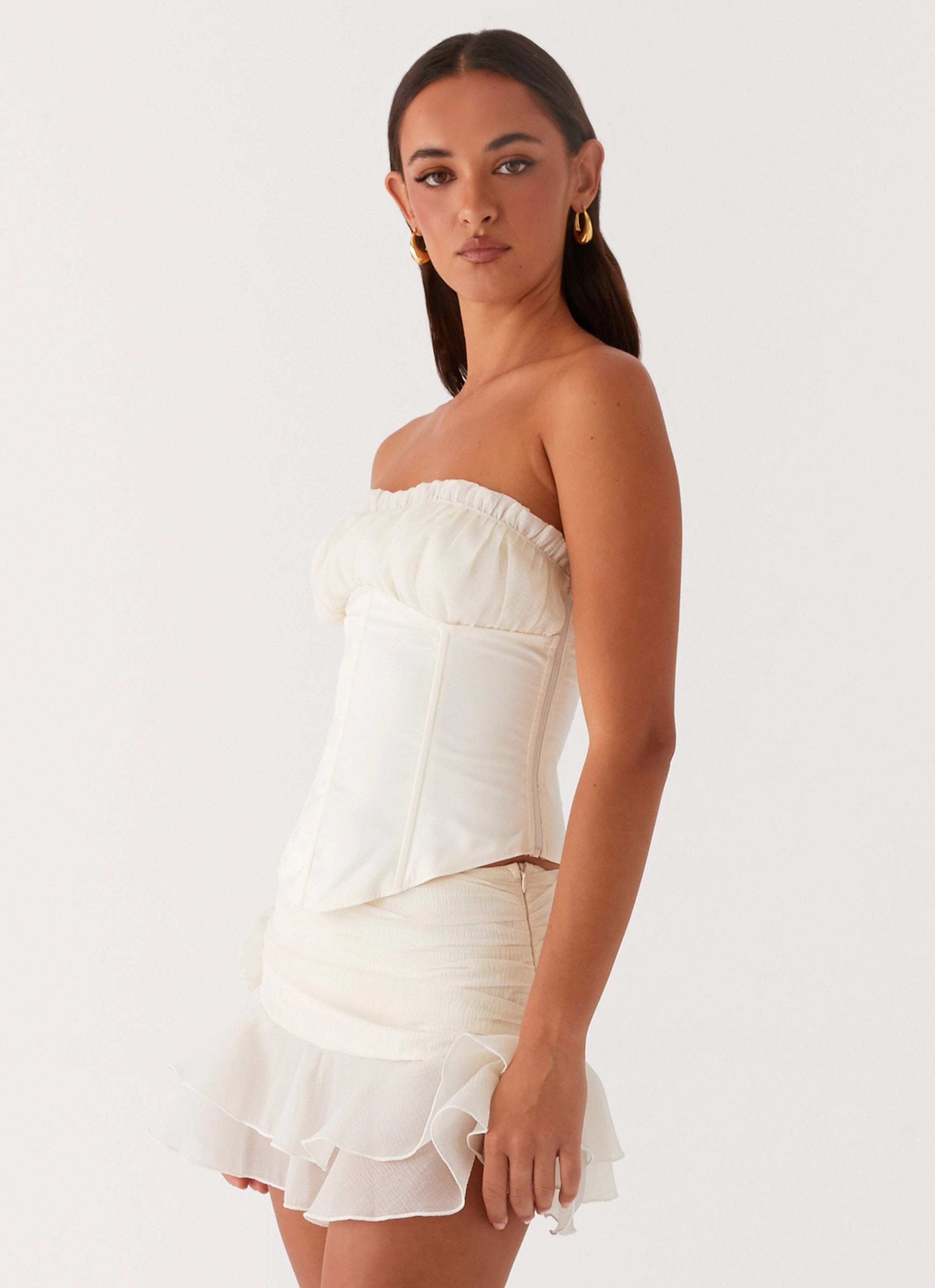 LayeredCuff Call Me Never Strapless Corset Top - Ivory