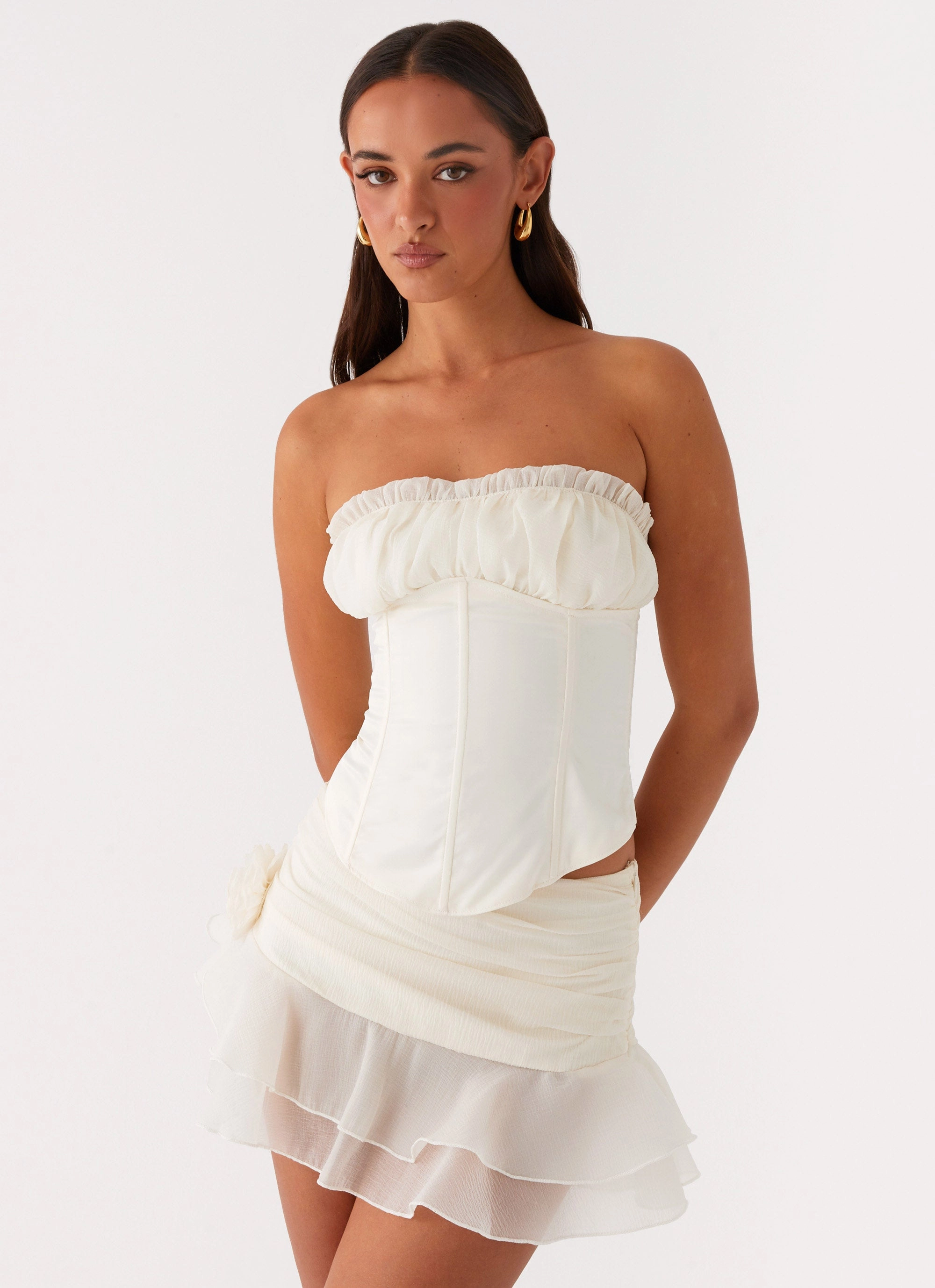 Anti Static Weave Technology Call Me Never Strapless Corset Top - Ivory