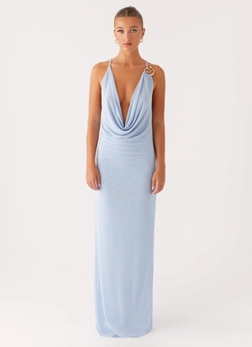 Cozy Flex Game Player Maxi Dress - Blue