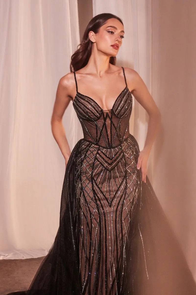 My Type | Beaded Fitted Gown With Overskirt | LaDivine CD863