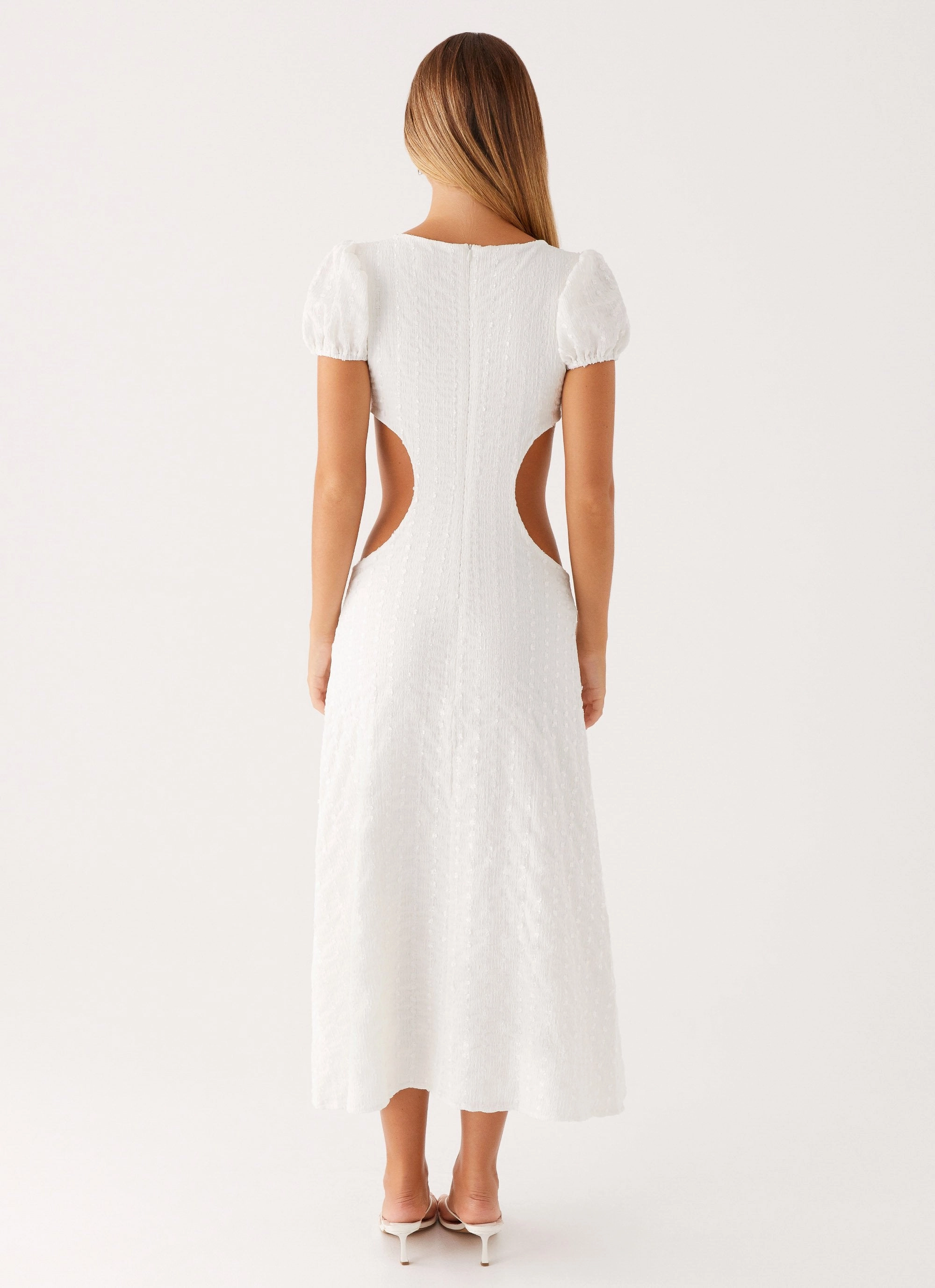 Myley Midi Dress - White Flowing Design