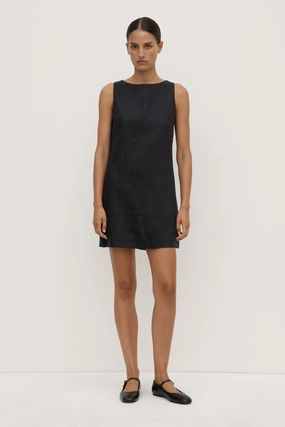 Smart Silhouette Minimal Detail Nadine Linen Mini Dress