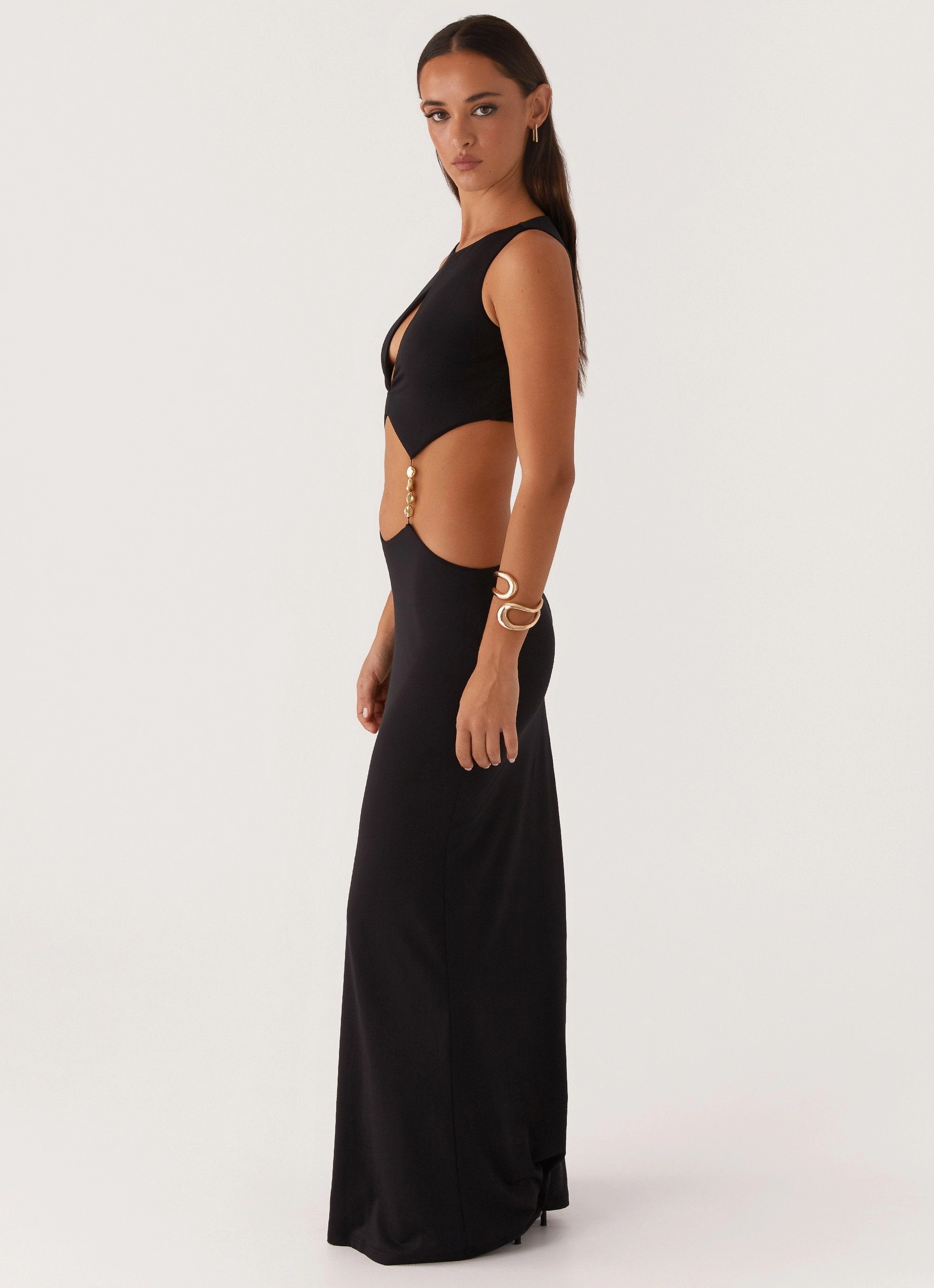 Back-Zip Nadiya Maxi Dress - Black