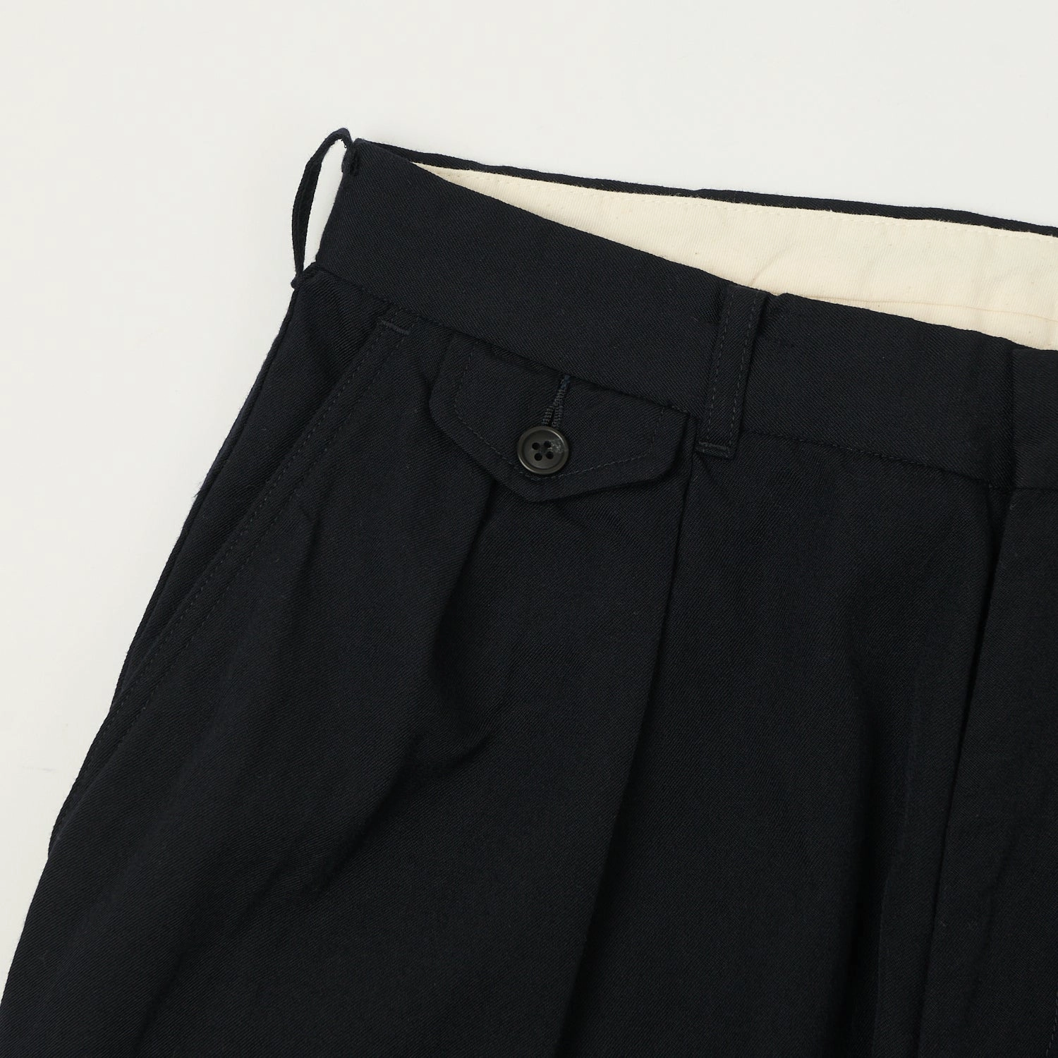 Nanamica Wool Gabardine Double Pleated Trousers - Dark Navy