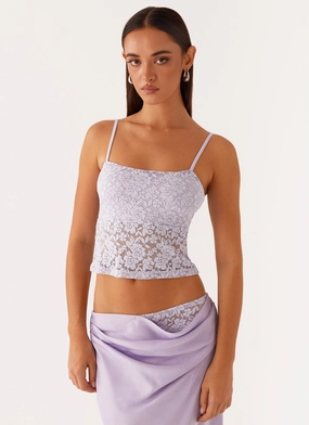 Nancy Lace Top - Lilac Layered Hem Finish Nancy Lace Top - Lilac Minimalist Aesthetic WaterResistantCoating