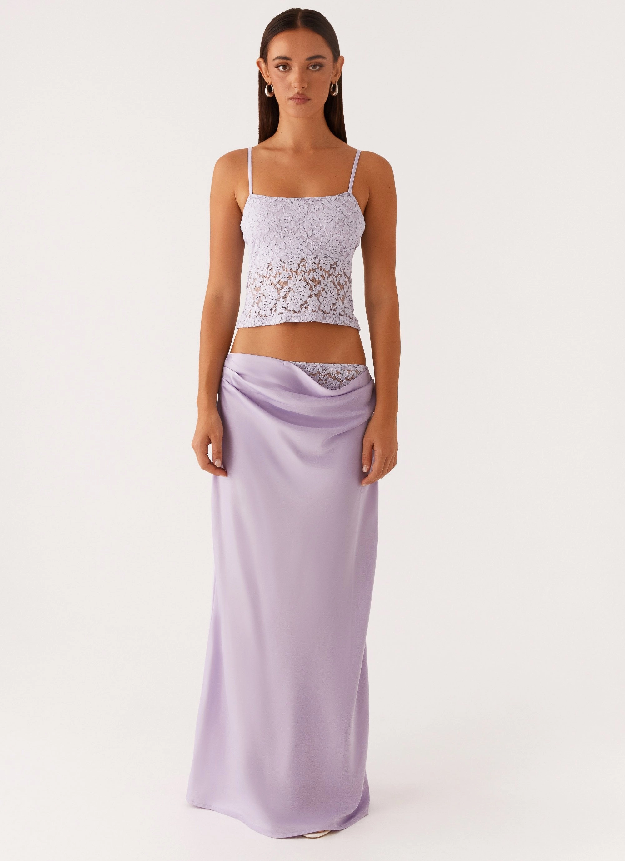 Nancy Lace Top - Lilac Flexible Ribbing