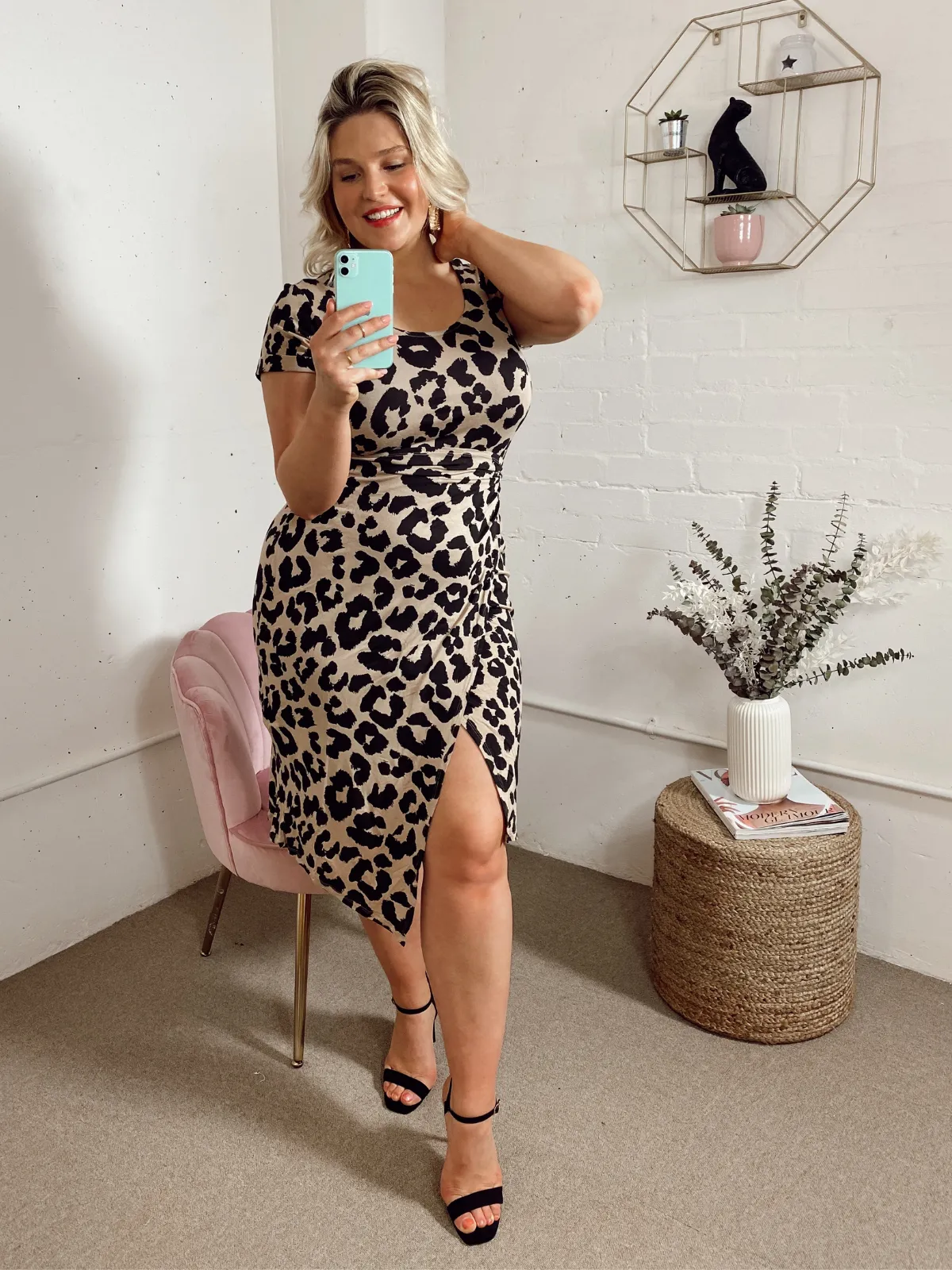 Chill Moment Naomi Animal Print Jersey Wrap Midi Dress