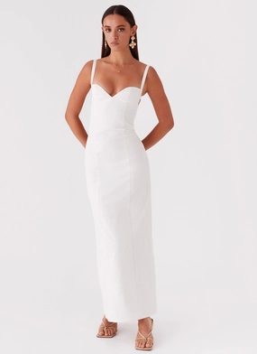 Naomi Backless Maxi Dress - Off White Teal Shade Naomi Backless Maxi Dress - Off White Tactile Feel