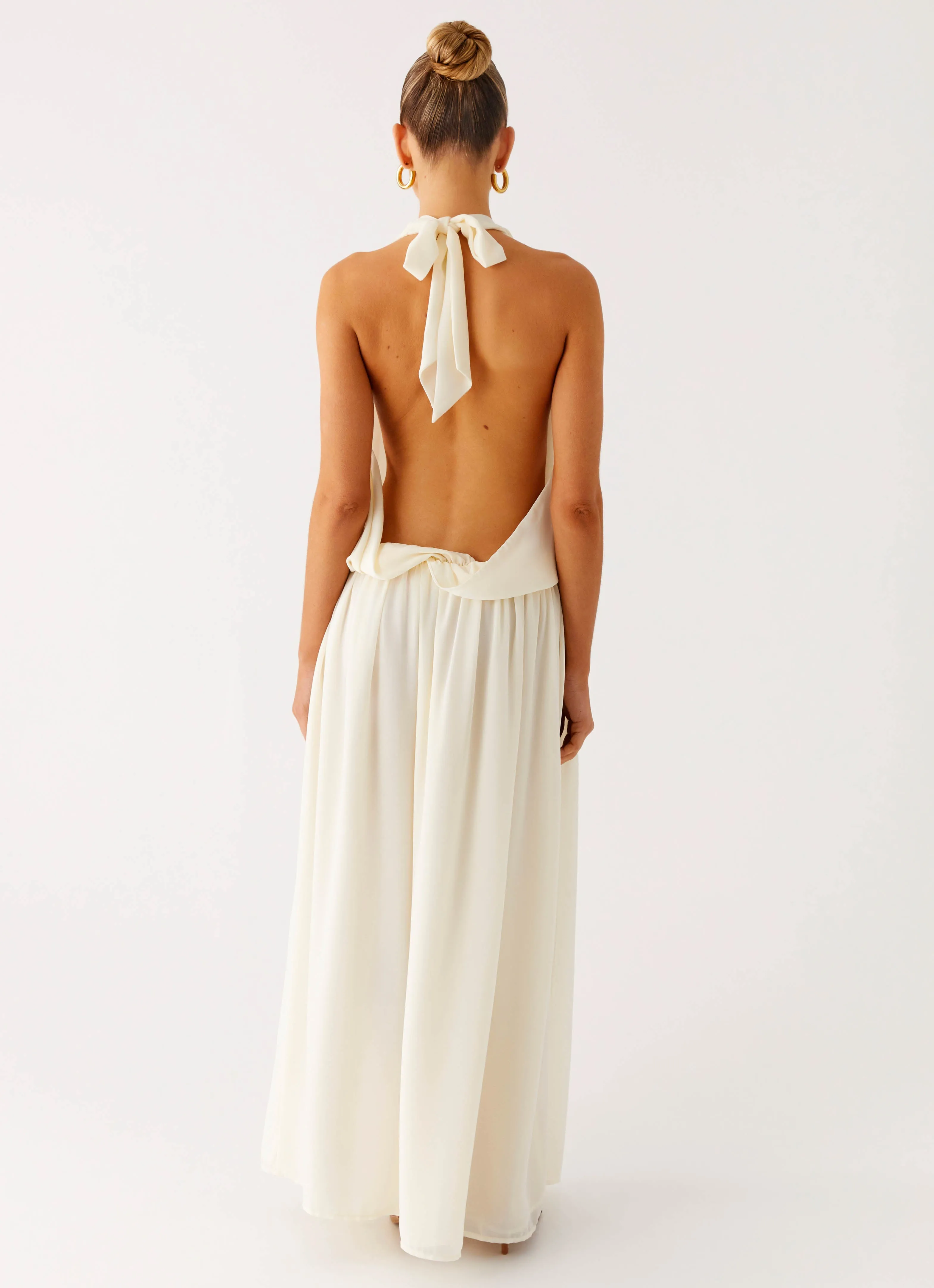 Narlah Halter Maxi Dress - Ivory Neutral Tones