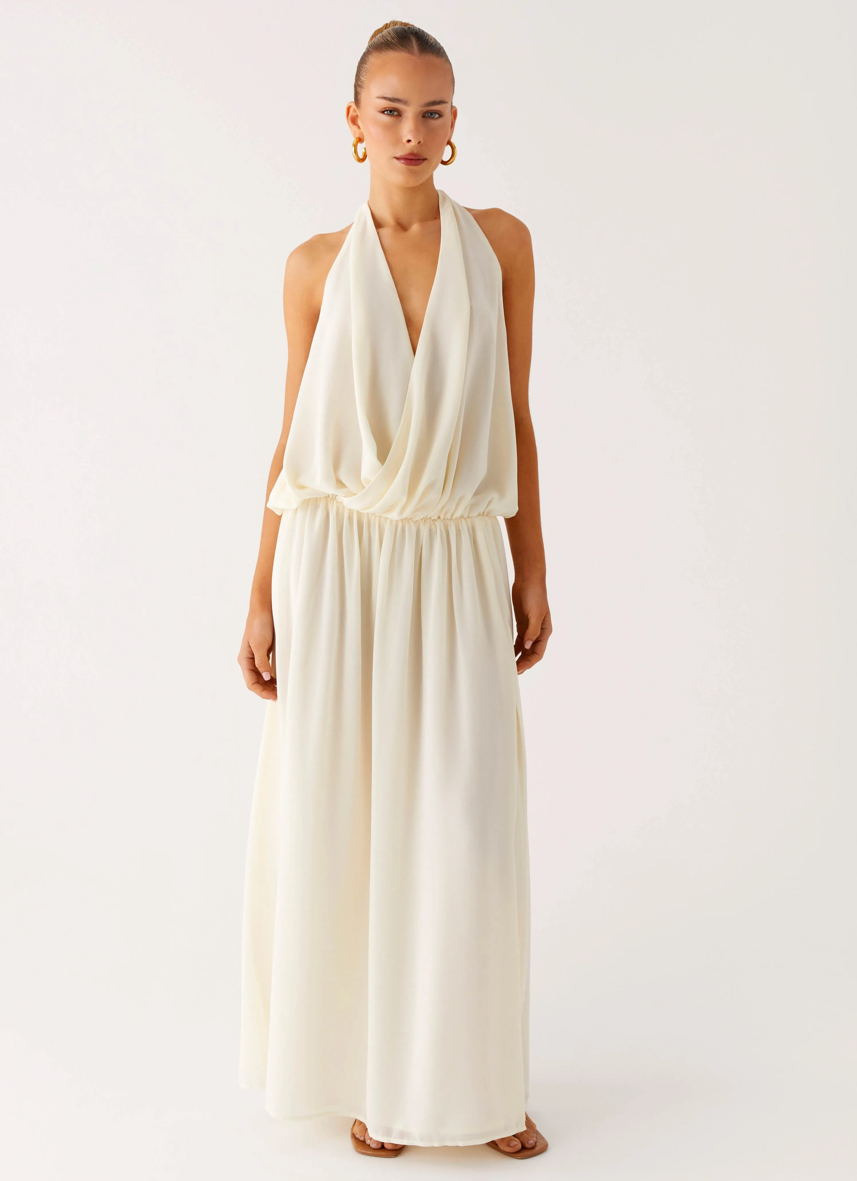 Narlah Halter Maxi Dress - Ivory Sustainable fashion