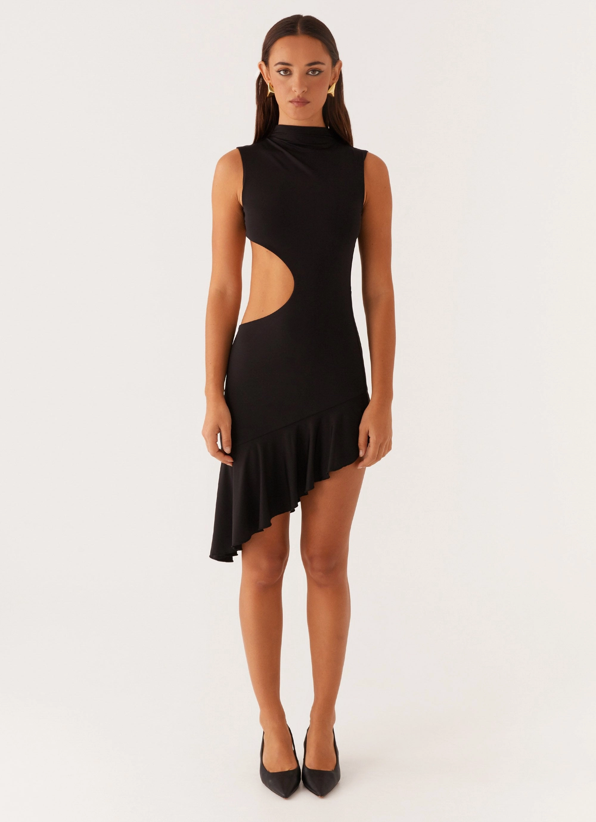 Natara Cut Out Midi Dress - Black All Fit Style