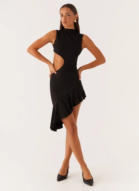 Natara Cut Out Midi Dress - Black Romantic Vibe Natara Cut Out Midi Dress - Black Charming Style
