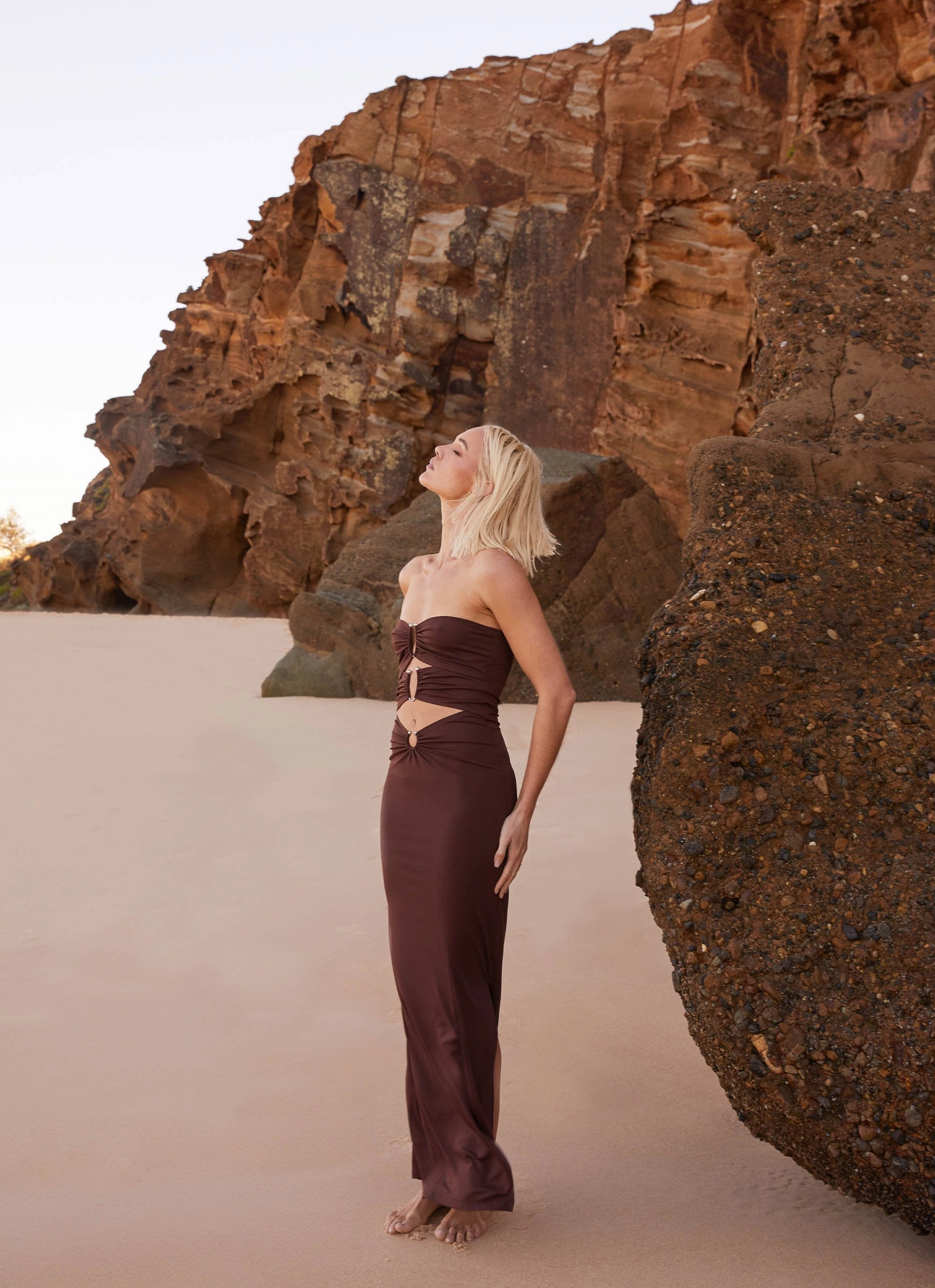 Natasha Strapless Maxi Dress - Chocolate Versatile Look