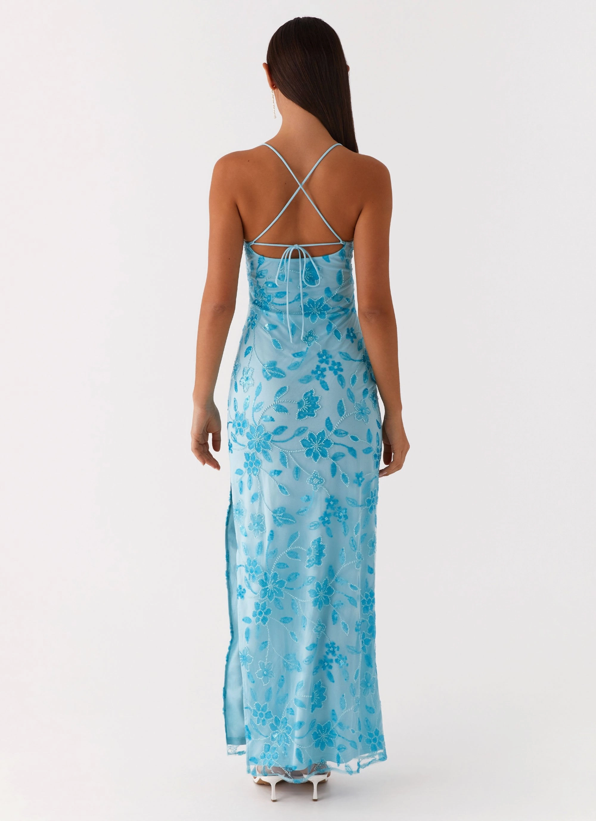Bright Lights Beaded Maxi Dress - Blue Harmonious Layers Daily Casual
