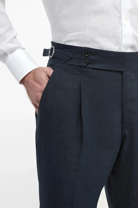 Navy blue linen Soragna trousers - Made in Italy Navy blue linen Soragna trousers - Made in Italy