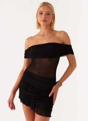 Nelly Off Shoulder Mini Dress - Black Fancy Sets Nelly Off Shoulder Mini Dress - Black Sharp Motion