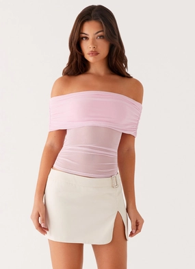 Nelly Off Shoulder Top - Pink Reinforced Shoulder AdjustableCuffSystem